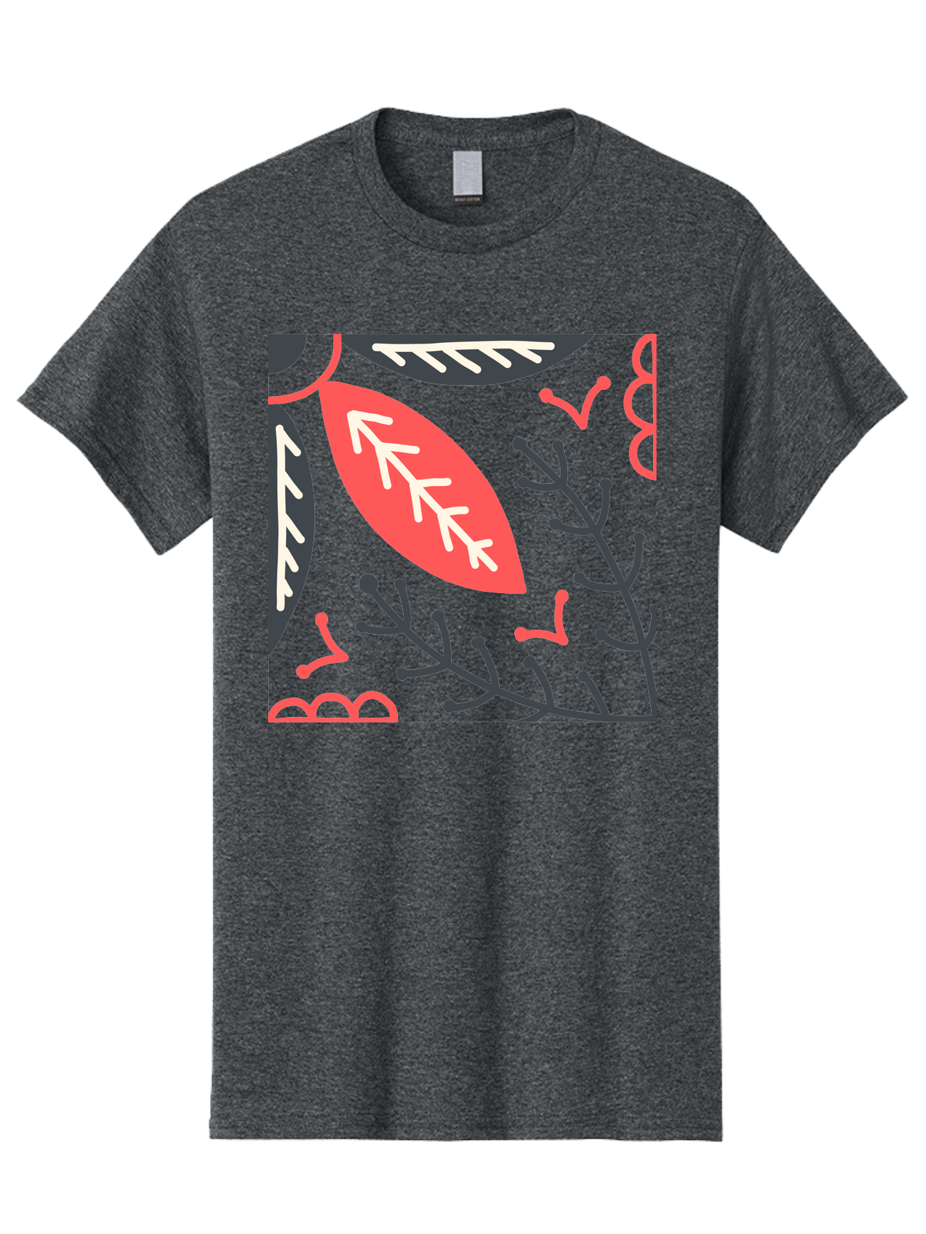 Floral-Pattern-12 Men'S Graphic Tee, 100% Cotton, Comfortable Casual Summer Wear, Machine Washable, Leaf Pattern, Floral Design, Abstract Leaves, Red And White Accents, Black Outlines, Whimsical Illustration, Botanical Art, Aab705 1