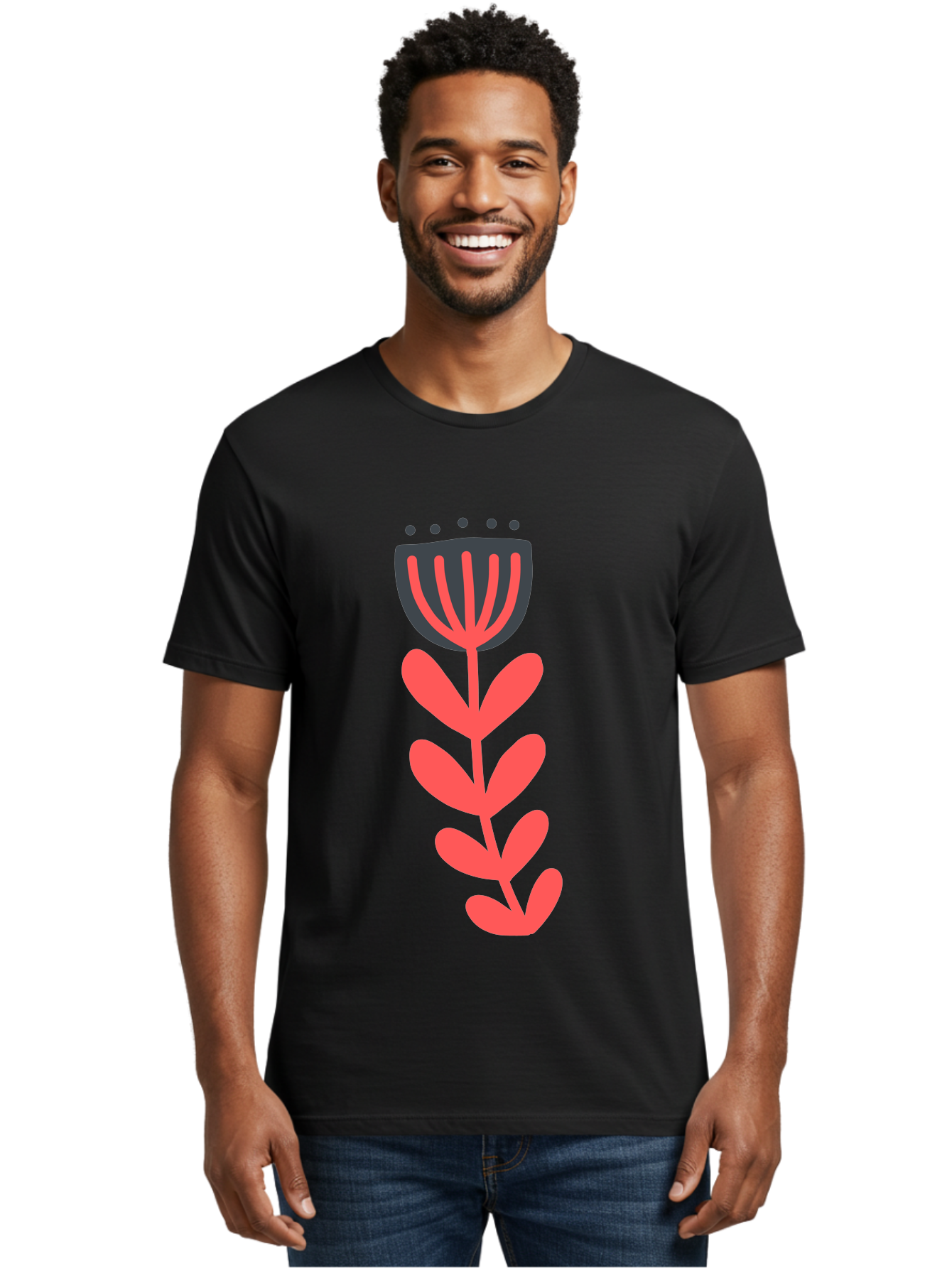 Flower-2 Men'S Graphic Tee, 100% Cotton, Comfortable Casual Summer Wear, Machine Washable, Simple Flower Design, Floral Pattern, Minimalist Art, Red And Black Hues, Bold Graphics, Stylized Bloom, Modern Illustration, Flower Graphic Aab722 18