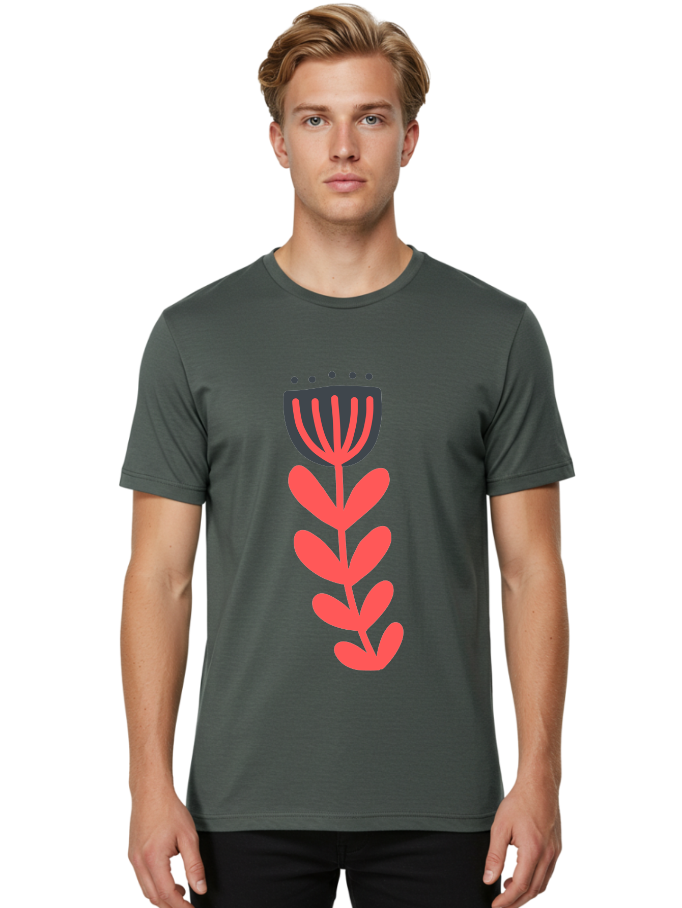 Flower-2 Men'S Graphic Tee, 100% Cotton, Comfortable Casual Summer Wear, Machine Washable, Simple Flower Design, Floral Pattern, Minimalist Art, Red And Black Hues, Bold Graphics, Stylized Bloom, Modern Illustration, Flower Graphic Aab722 28