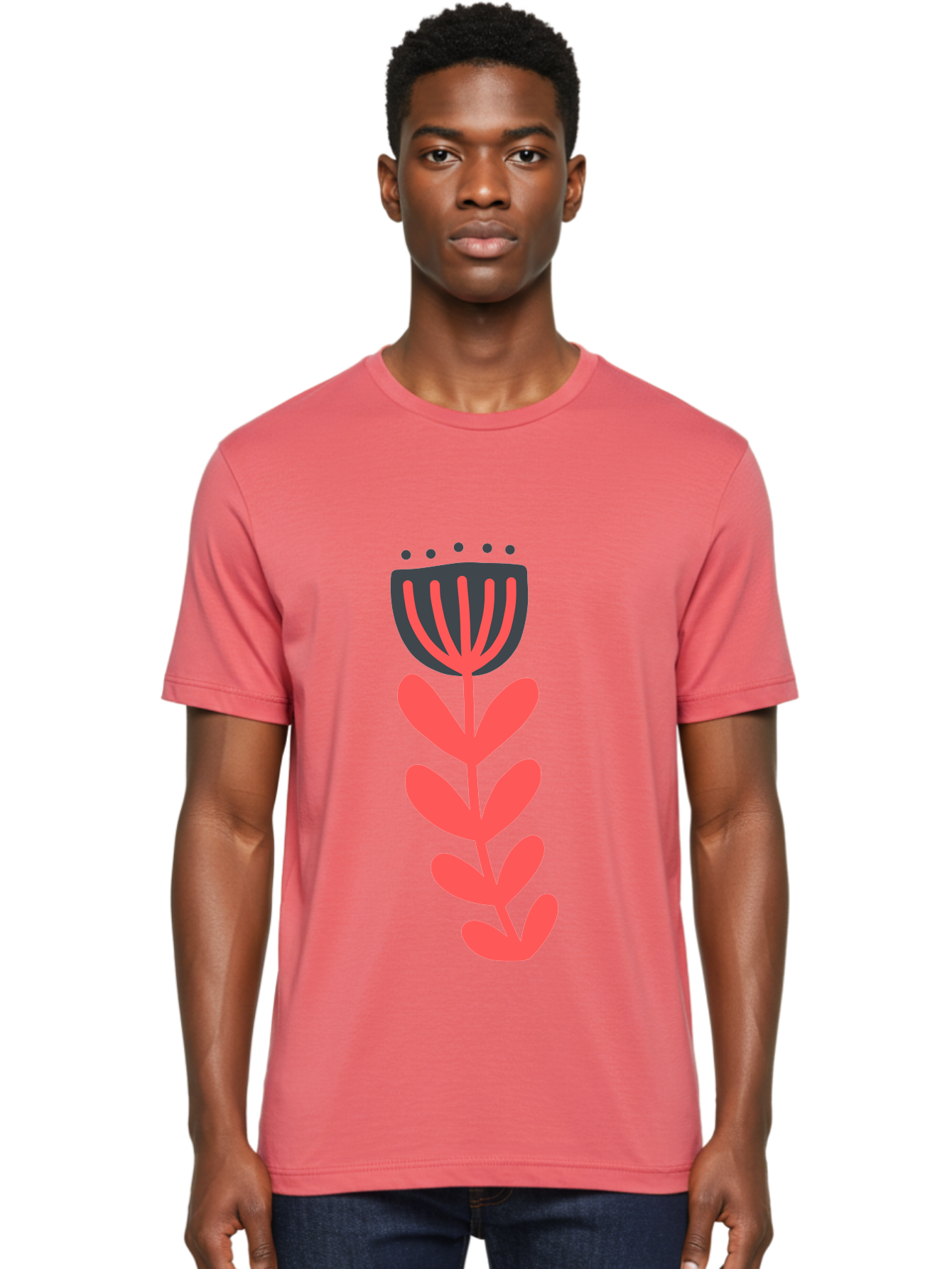 Flower-2 Men'S Graphic Tee, 100% Cotton, Comfortable Casual Summer Wear, Machine Washable, Simple Flower Design, Floral Pattern, Minimalist Art, Red And Black Hues, Bold Graphics, Stylized Bloom, Modern Illustration, Flower Graphic Aab722 30