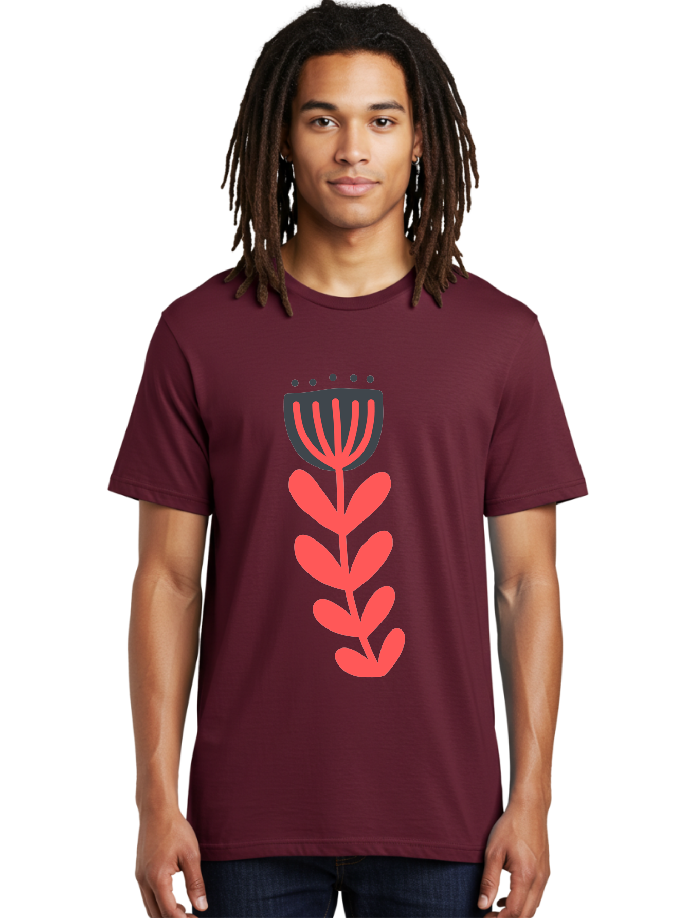 Flower-2 Men'S Graphic Tee, 100% Cotton, Comfortable Casual Summer Wear, Machine Washable, Simple Flower Design, Floral Pattern, Minimalist Art, Red And Black Hues, Bold Graphics, Stylized Bloom, Modern Illustration, Flower Graphic Aab722 6
