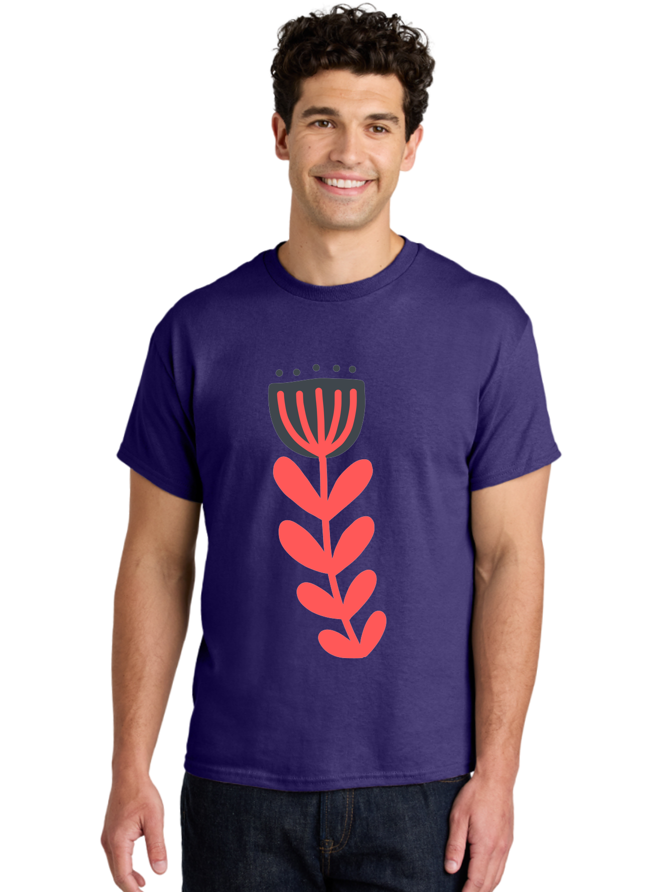 Flower-2 Men'S Graphic Tee, 100% Cotton, Comfortable Casual Summer Wear, Machine Washable, Simple Flower Design, Floral Pattern, Minimalist Art, Red And Black Hues, Bold Graphics, Stylized Bloom, Modern Illustration, Flower Graphic Aab722 12
