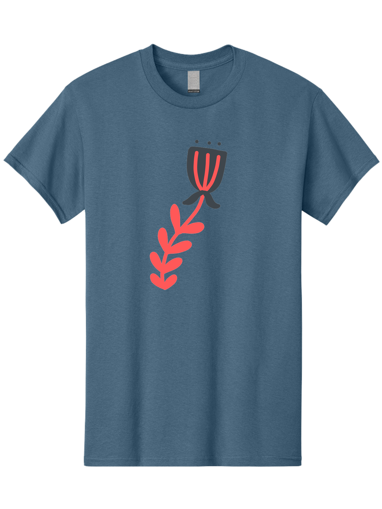 Flower-4 Men'S Graphic Tee, 100% Cotton, Comfortable Casual Summer Wear, Machine Washable, Stylized Tulip, Simple Design, Minimalist Art, Pink And Black, Floral Theme, Abstract Flower Aab724 1