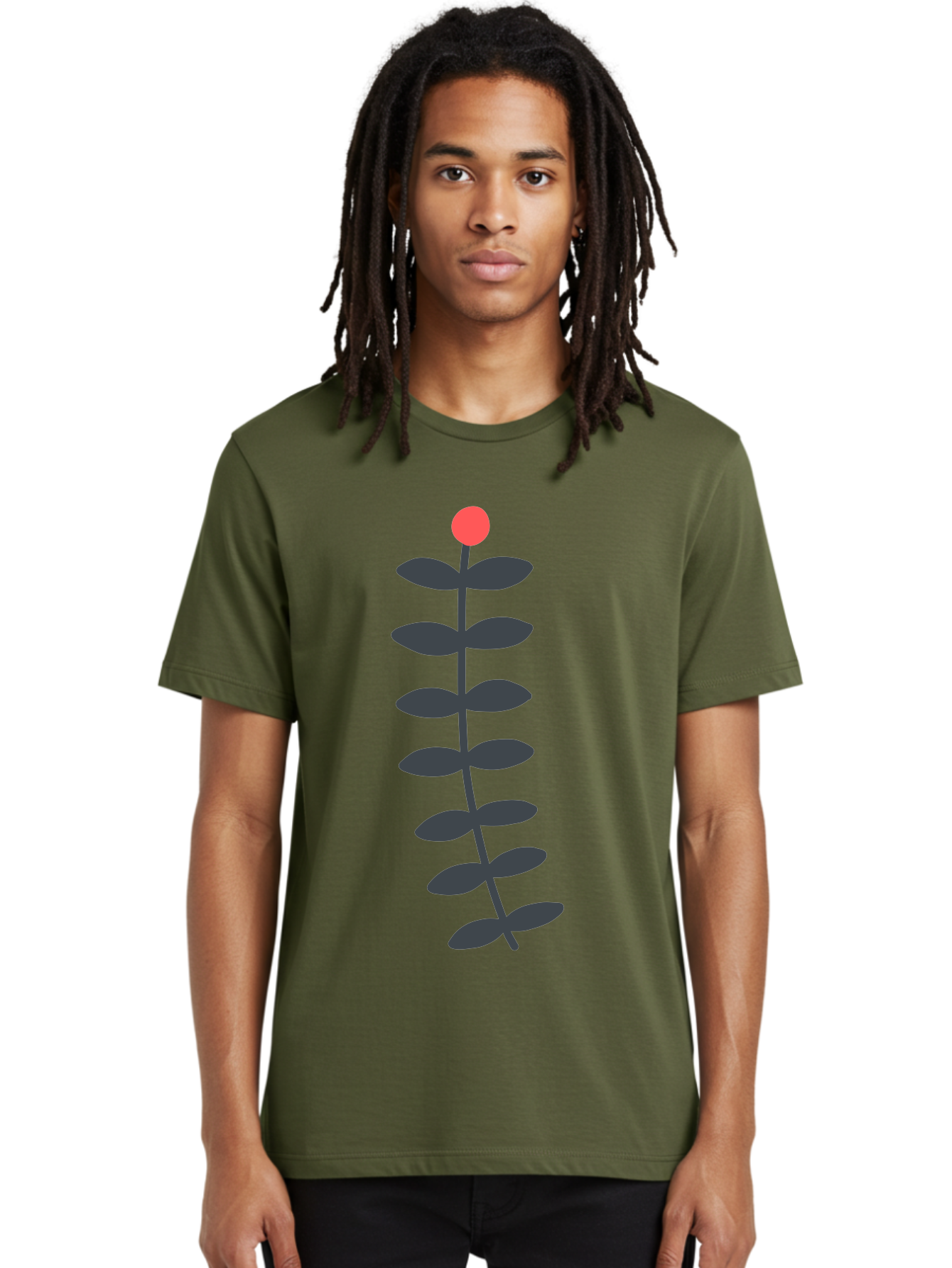 Flower-5 Men'S Graphic Tee, 100% Cotton, Comfortable Casual Summer Wear, Machine Washable, Simple Flower Illustration, Red Bloom, Dark Green Leaves, Minimalist Design, Botanical Art, Floral Graphic Aab725 10
