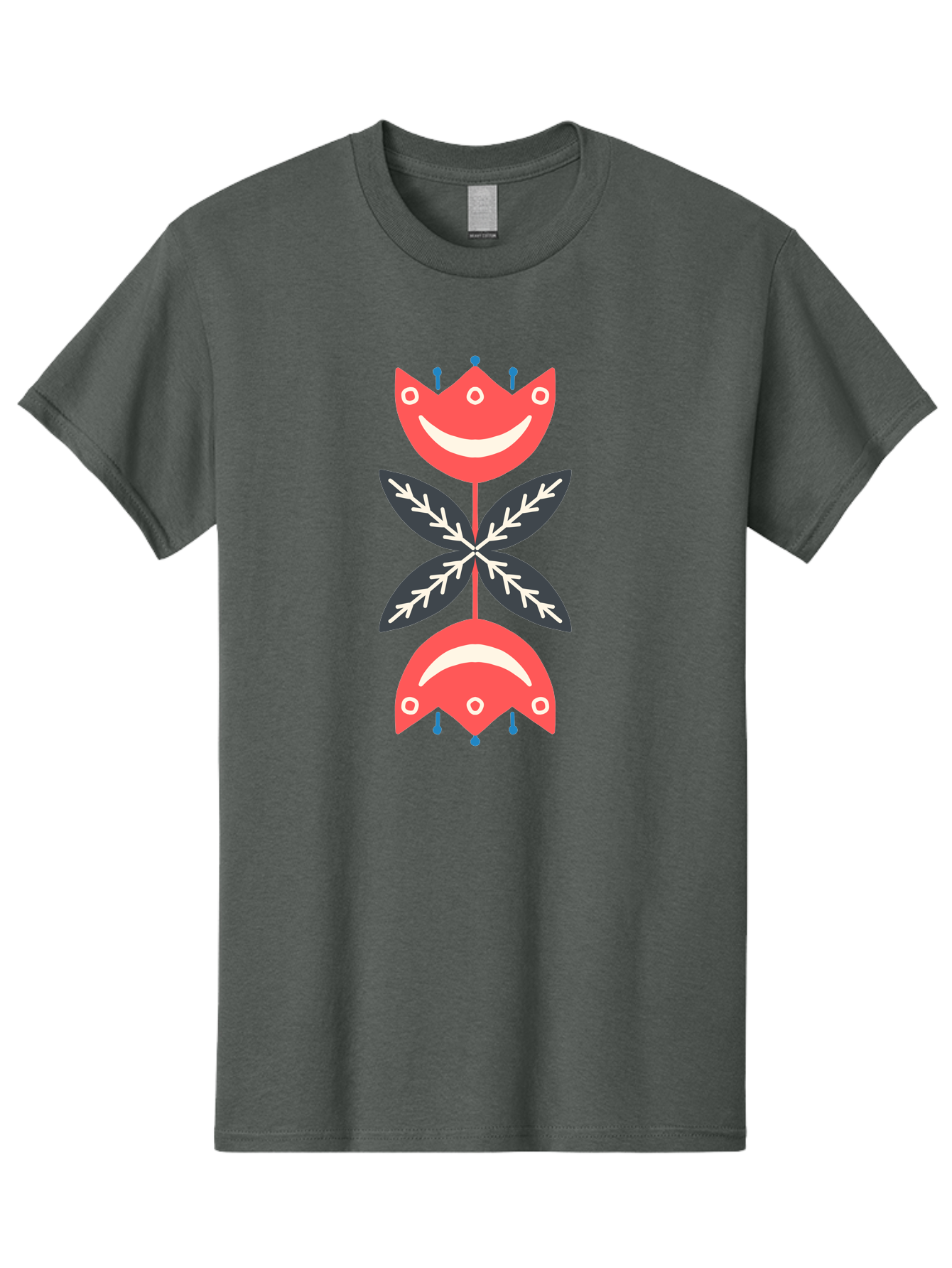 Flower-Face Men'S Graphic Tee, 100% Cotton, Comfortable Casual Summer Wear, Machine Washable, Red Smiley Faces, Playful Flowers, Cartoon Characters, Happy Emotions, Floral Designs, Whimsical Art, Cute Illustrations Aab729 7