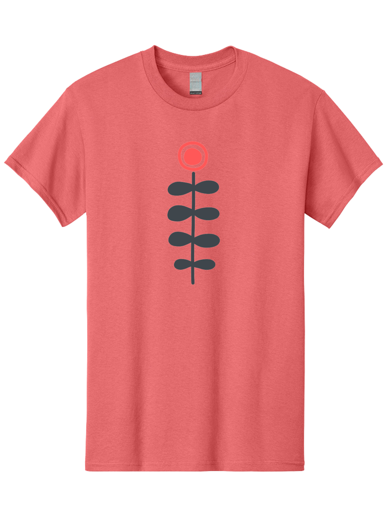 Flower-Icon-1 Men'S Graphic Tee, 100% Cotton, Comfortable Casual Summer Wear, Machine Washable, Simple Flower Graphic, Floral Design, Minimalist Art, Stem With Leaves, Red Flower Head, Graphic Illustration, Modern Botanical Aab731 7