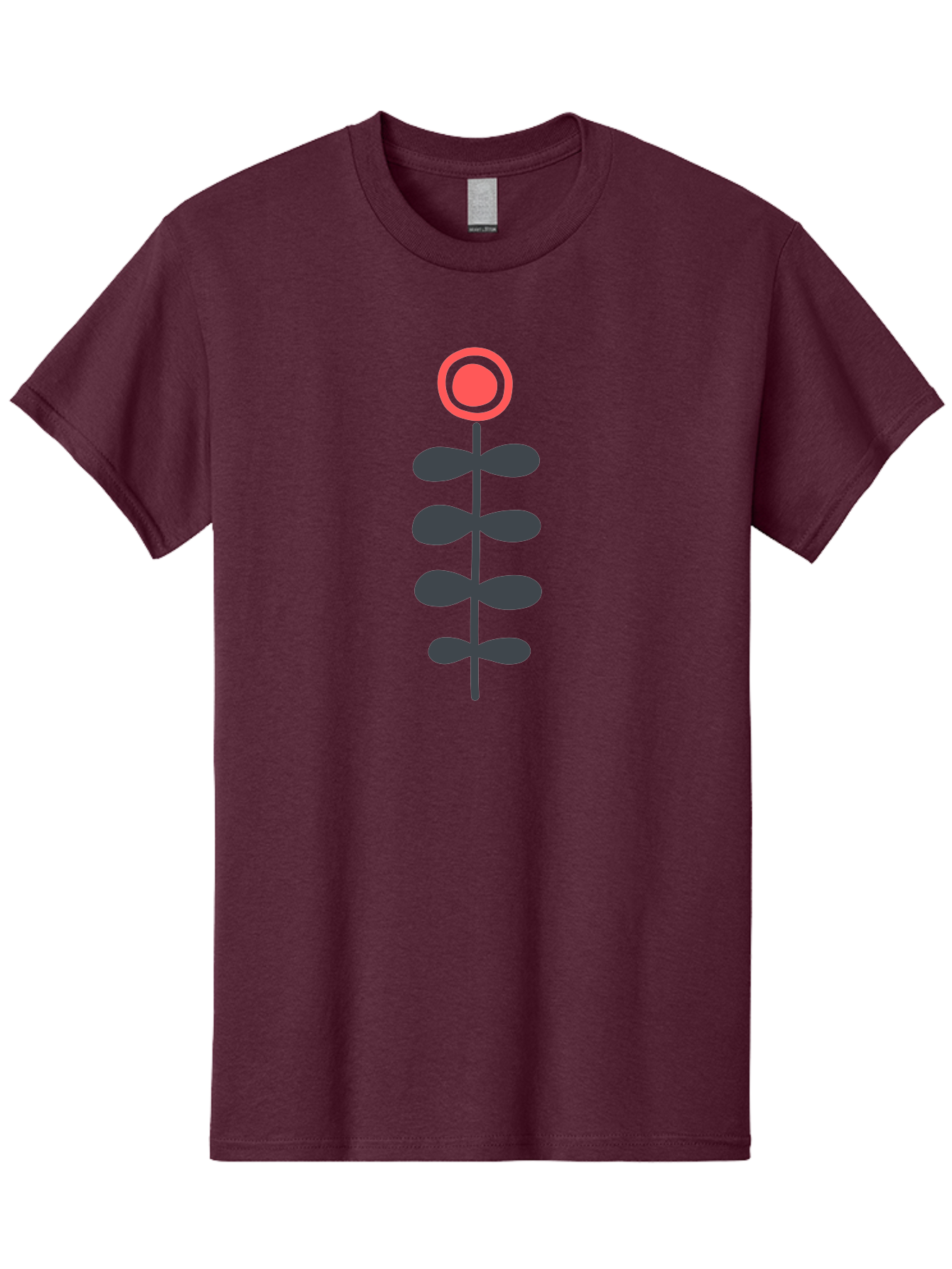 Flower-Icon-1 Men'S Graphic Tee, 100% Cotton, Comfortable Casual Summer Wear, Machine Washable, Simple Flower Graphic, Floral Design, Minimalist Art, Stem With Leaves, Red Flower Head, Graphic Illustration, Modern Botanical Aab731 15