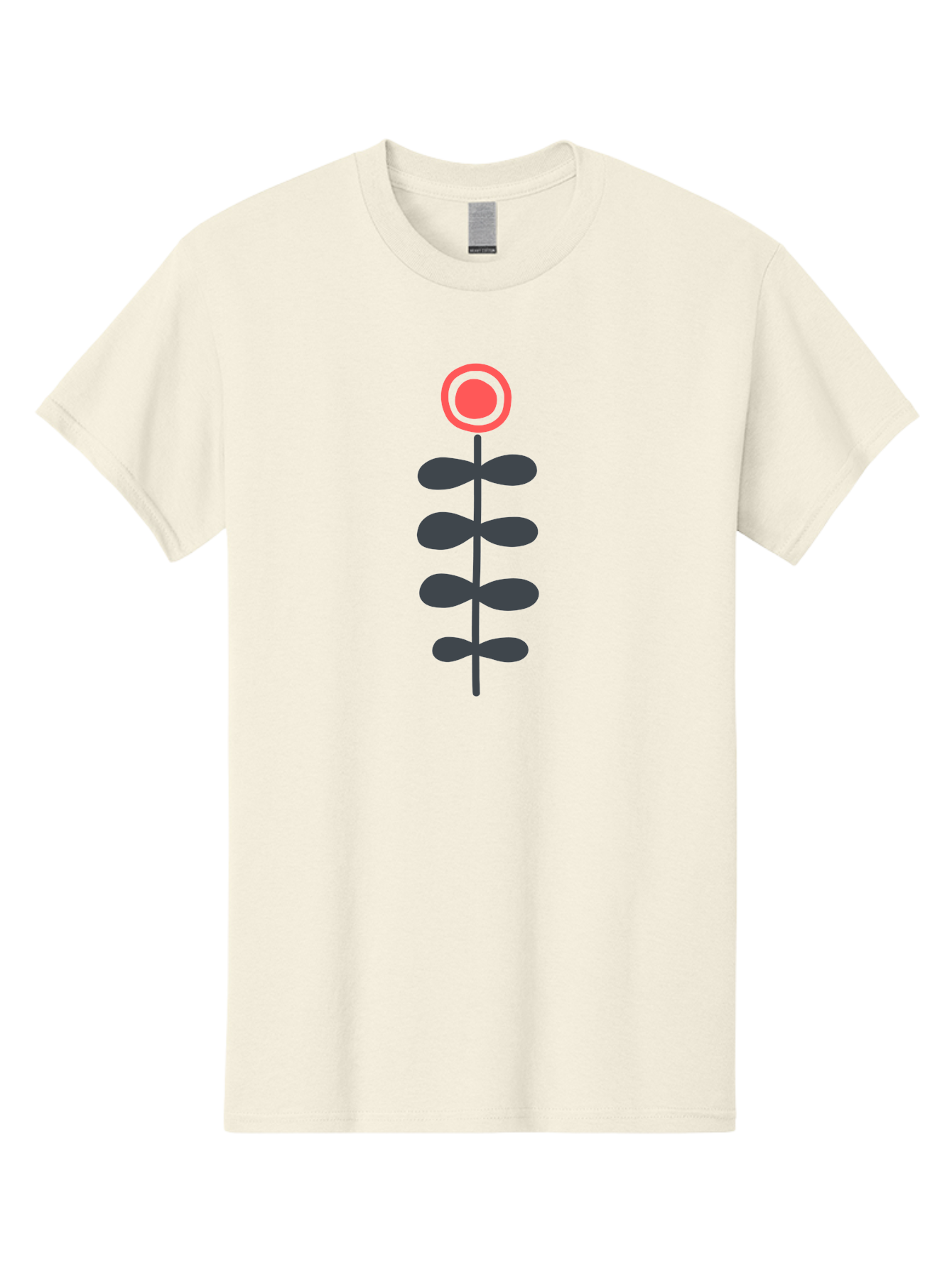 Flower-Icon-1 Men'S Graphic Tee, 100% Cotton, Comfortable Casual Summer Wear, Machine Washable, Simple Flower Graphic, Floral Design, Minimalist Art, Stem With Leaves, Red Flower Head, Graphic Illustration, Modern Botanical Aab731 5