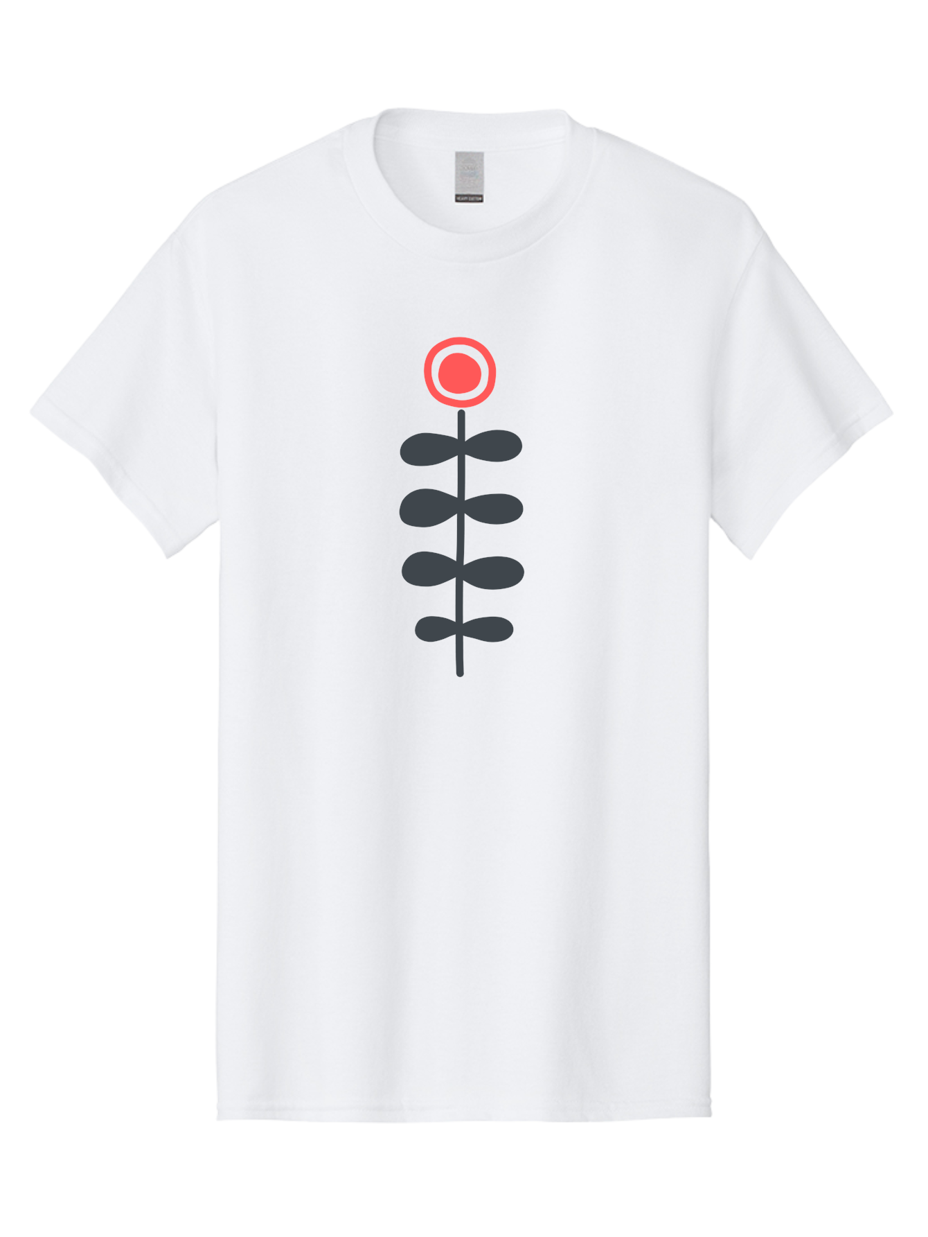 Flower-Icon-1 Men'S Graphic Tee, 100% Cotton, Comfortable Casual Summer Wear, Machine Washable, Simple Flower Graphic, Floral Design, Minimalist Art, Stem With Leaves, Red Flower Head, Graphic Illustration, Modern Botanical Aab731 21