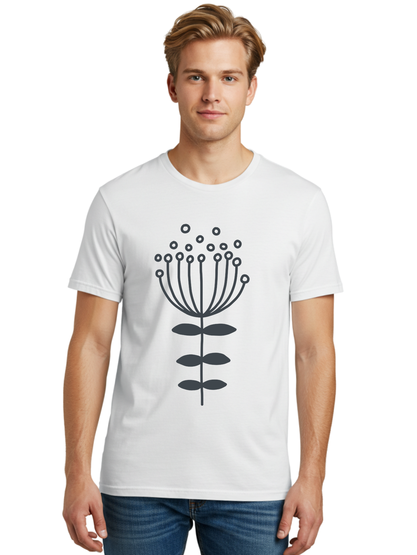 Flower-Illustration-1 Men'S Graphic Tee, 100% Cotton, Comfortable Casual Summer Wear, Machine Washable, Simple Flower Design, Minimalist Graphic, Floral Pattern, Modern Illustration, Botanical Art, Stylized Bloom Aab733 14
