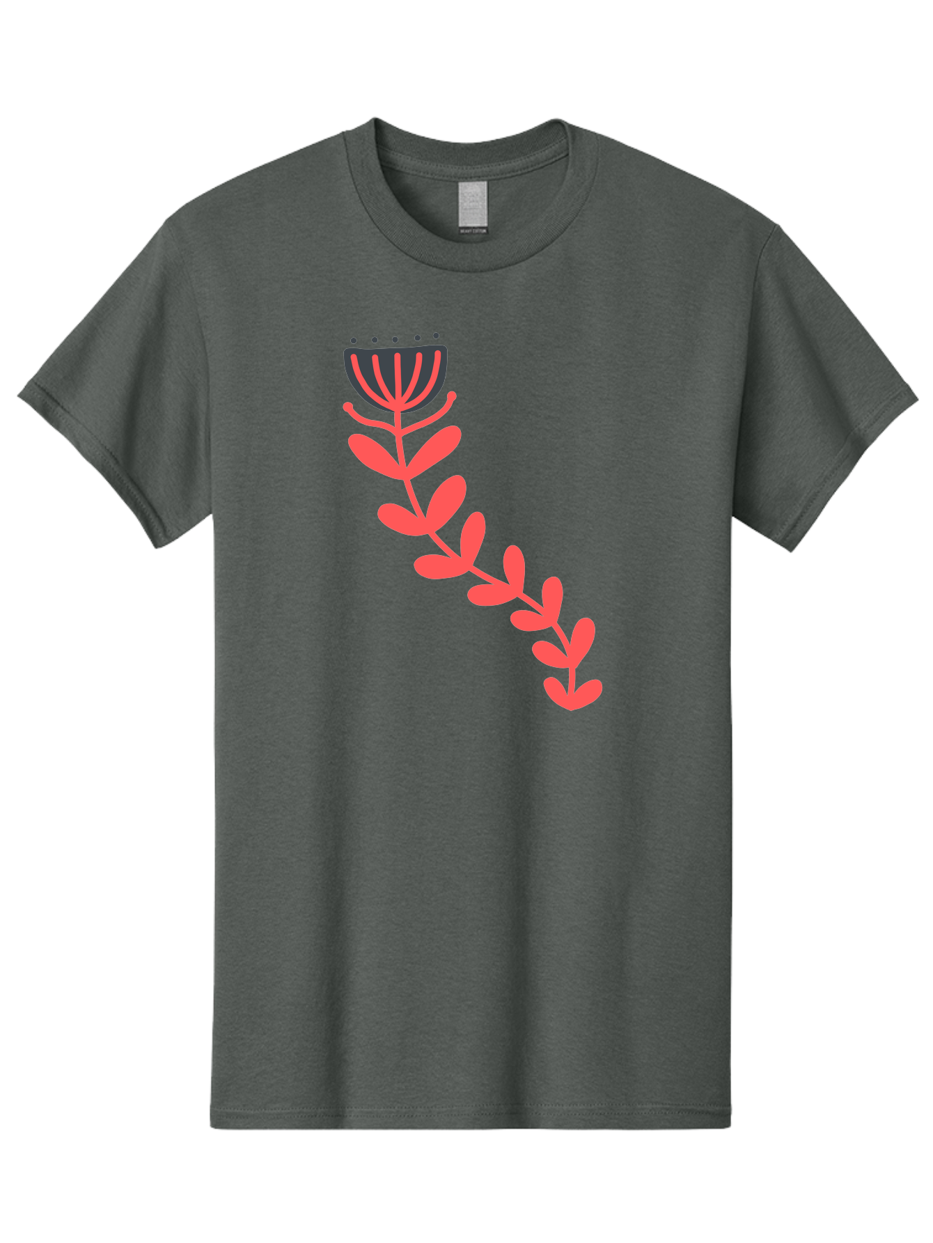 Flower-Illustration Men'S Graphic Tee, 100% Cotton, Comfortable Casual Summer Wear, Machine Washable, Stylized Tulip, Simple Design, Floral Pattern, Minimalist Art, Pink And Black, Leaves And Stem, Graphic Illustration, Modern Art Aab734 3