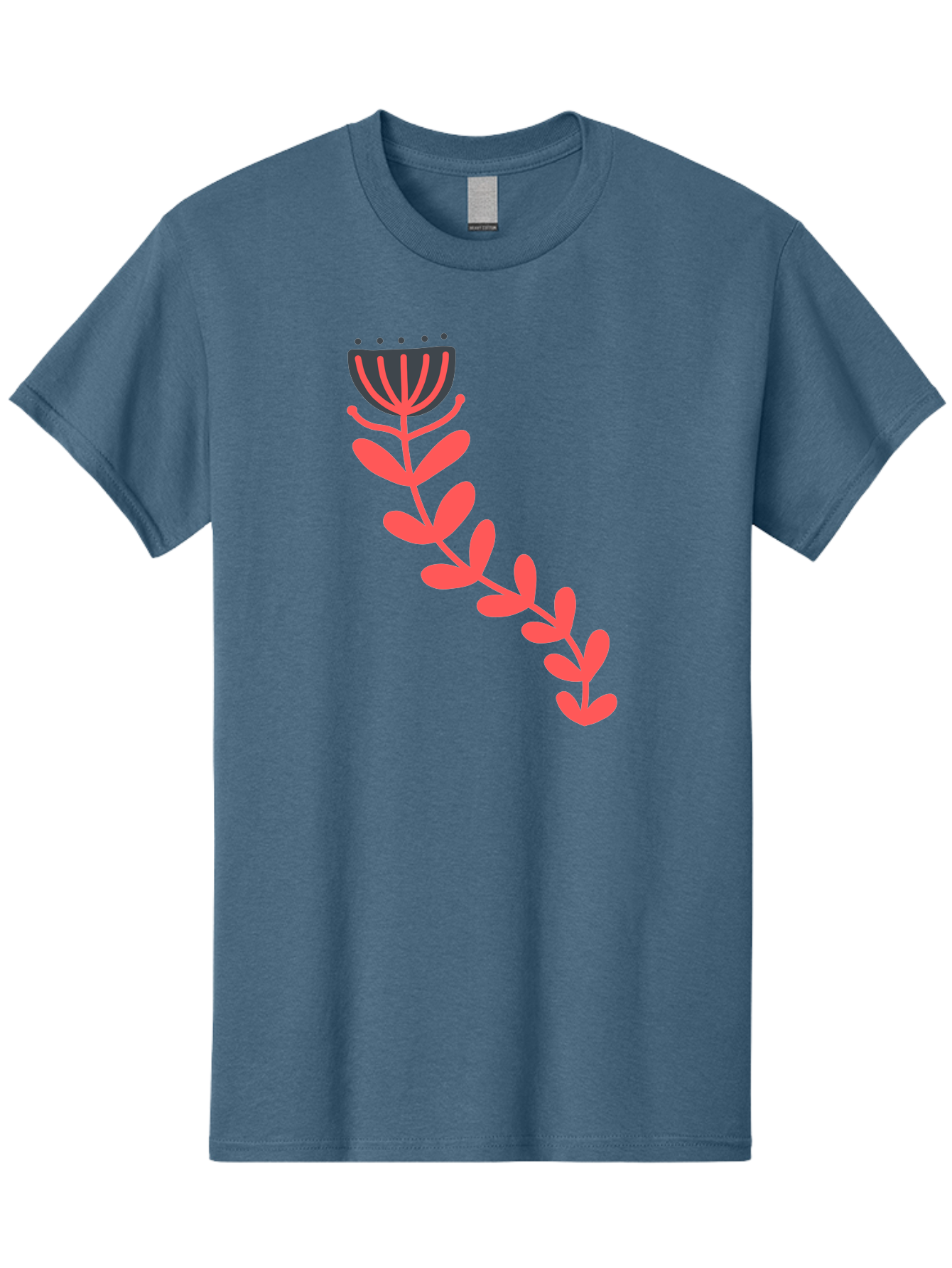 Flower-Illustration Men'S Graphic Tee, 100% Cotton, Comfortable Casual Summer Wear, Machine Washable, Stylized Tulip, Simple Design, Floral Pattern, Minimalist Art, Pink And Black, Leaves And Stem, Graphic Illustration, Modern Art Aab734 21