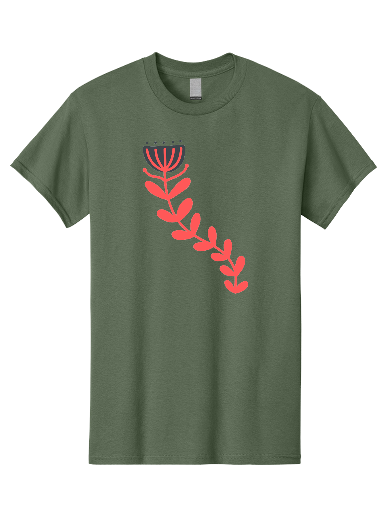 Flower-Illustration Men'S Graphic Tee, 100% Cotton, Comfortable Casual Summer Wear, Machine Washable, Stylized Tulip, Simple Design, Floral Pattern, Minimalist Art, Pink And Black, Leaves And Stem, Graphic Illustration, Modern Art Aab734 9
