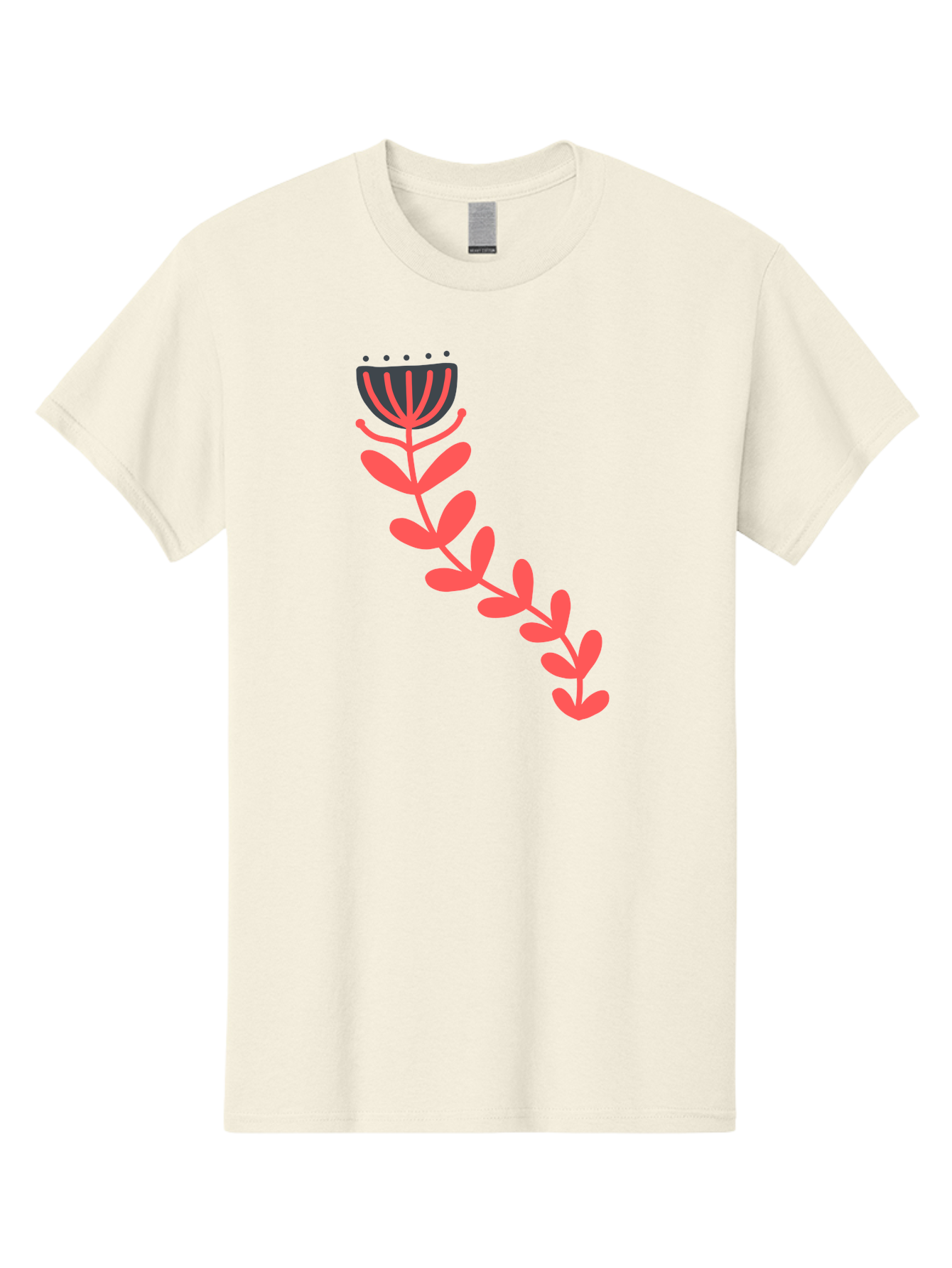 Flower-Illustration Men'S Graphic Tee, 100% Cotton, Comfortable Casual Summer Wear, Machine Washable, Stylized Tulip, Simple Design, Floral Pattern, Minimalist Art, Pink And Black, Leaves And Stem, Graphic Illustration, Modern Art Aab734 11
