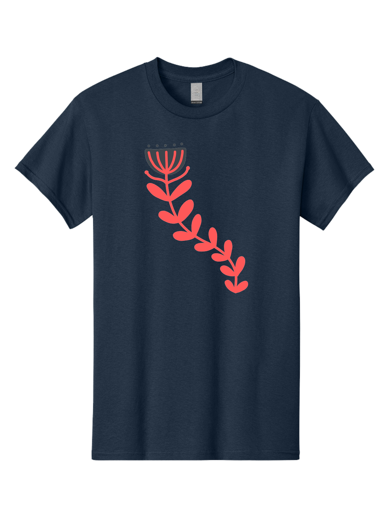 Flower-Illustration Men'S Graphic Tee, 100% Cotton, Comfortable Casual Summer Wear, Machine Washable, Stylized Tulip, Simple Design, Floral Pattern, Minimalist Art, Pink And Black, Leaves And Stem, Graphic Illustration, Modern Art Aab734 5
