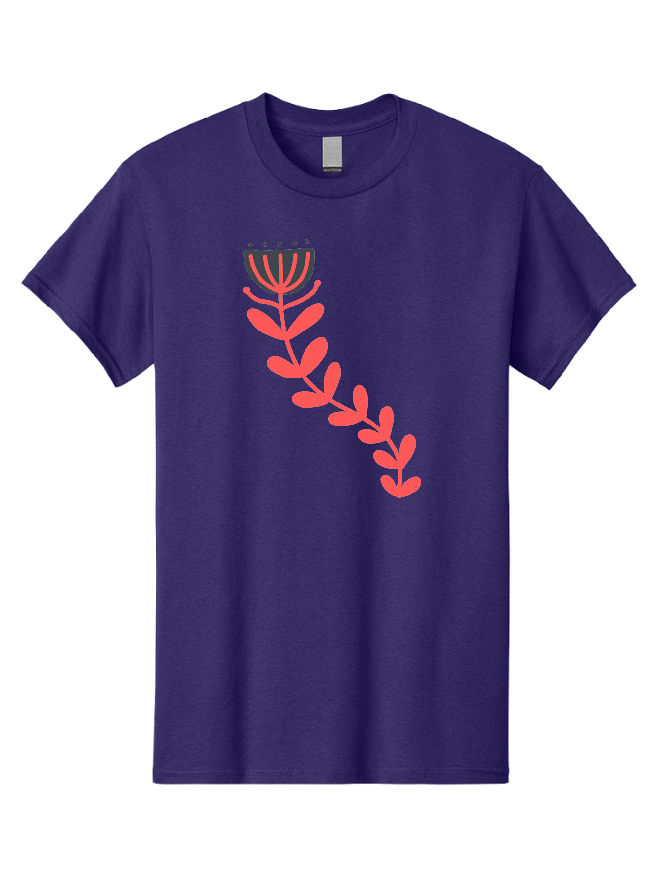 Flower-Illustration Men'S Graphic Tee, 100% Cotton, Comfortable Casual Summer Wear, Machine Washable, Stylized Tulip, Simple Design, Floral Pattern, Minimalist Art, Pink And Black, Leaves And Stem, Graphic Illustration, Modern Art Aab734 13