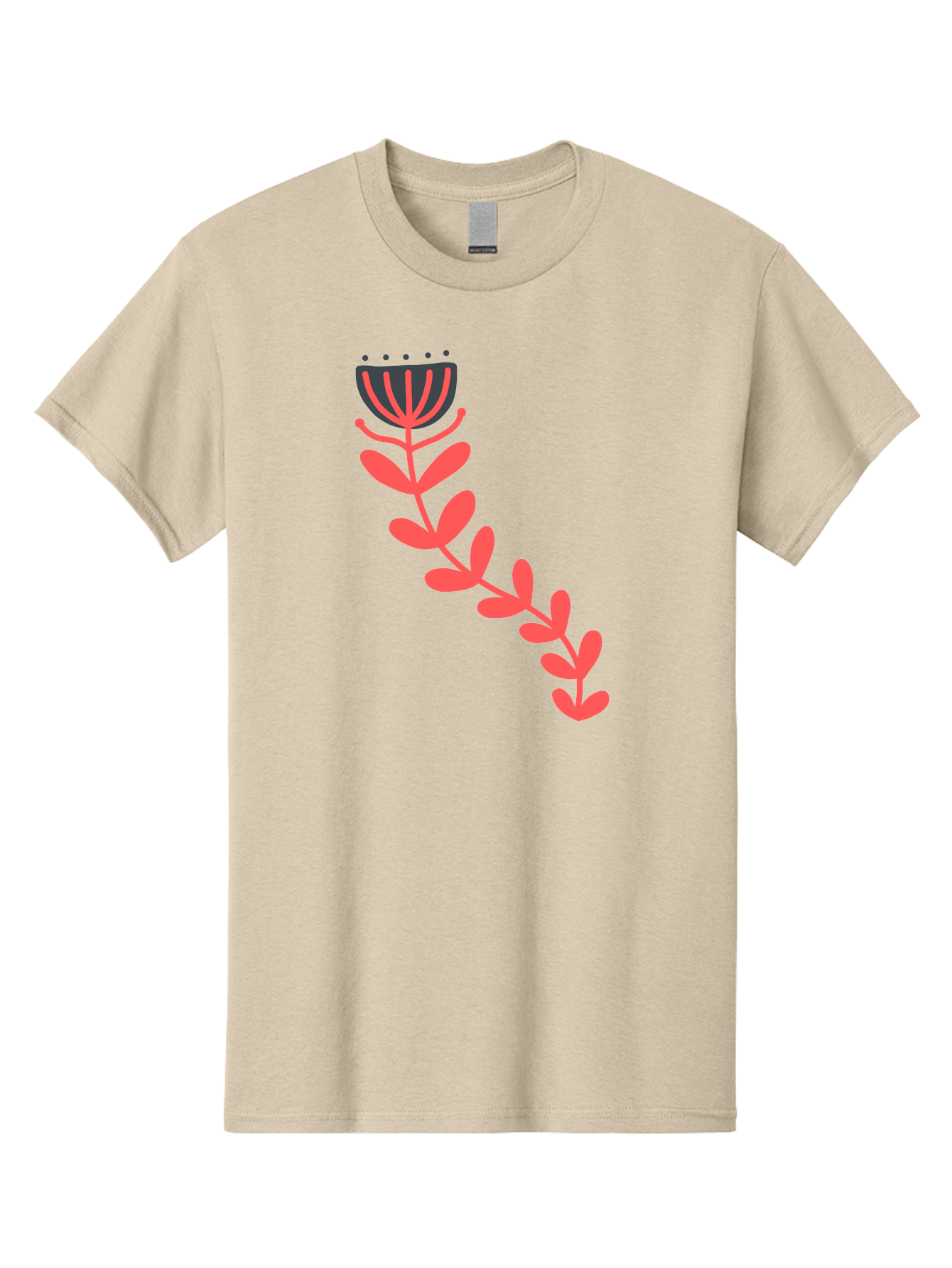 Flower-Illustration Men'S Graphic Tee, 100% Cotton, Comfortable Casual Summer Wear, Machine Washable, Stylized Tulip, Simple Design, Floral Pattern, Minimalist Art, Pink And Black, Leaves And Stem, Graphic Illustration, Modern Art Aab734 15