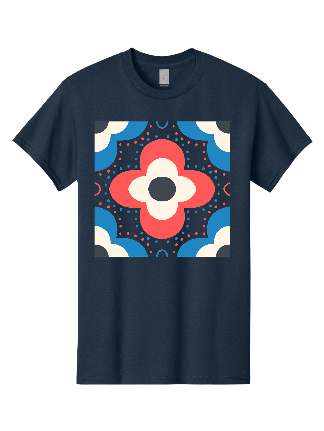 Flower-Pattern-3 Men'S Graphic Tee, 100% Cotton, Comfortable Casual Summer Wear, Machine Washable, Stylized Flower, Floral Pattern, Abstract Design, Geometric Shapes, Bold Colors, Vibrant Hues, Modern Art, Decorative Motif, Aab738 3