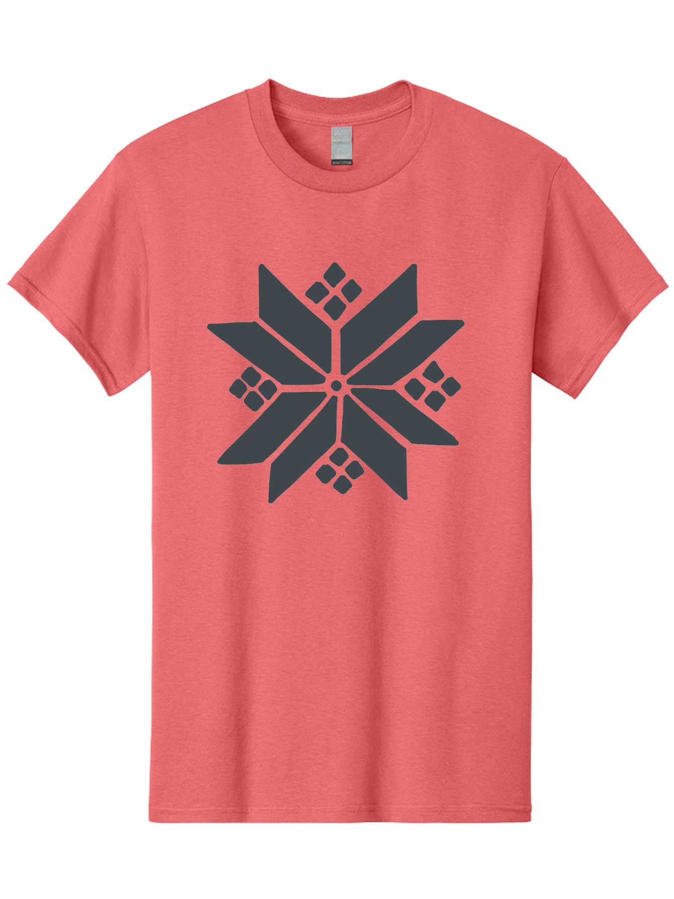 Geometric-Flower Men'S Graphic Tee, 100% Cotton, Comfortable Casual Summer Wear, Machine Washable, Grey Snowflake Design, Geometric Shapes, Symmetrical Pattern, Modern Art, Abstract Graphics, Minimalist Style, Frosty Motif Aab748 1