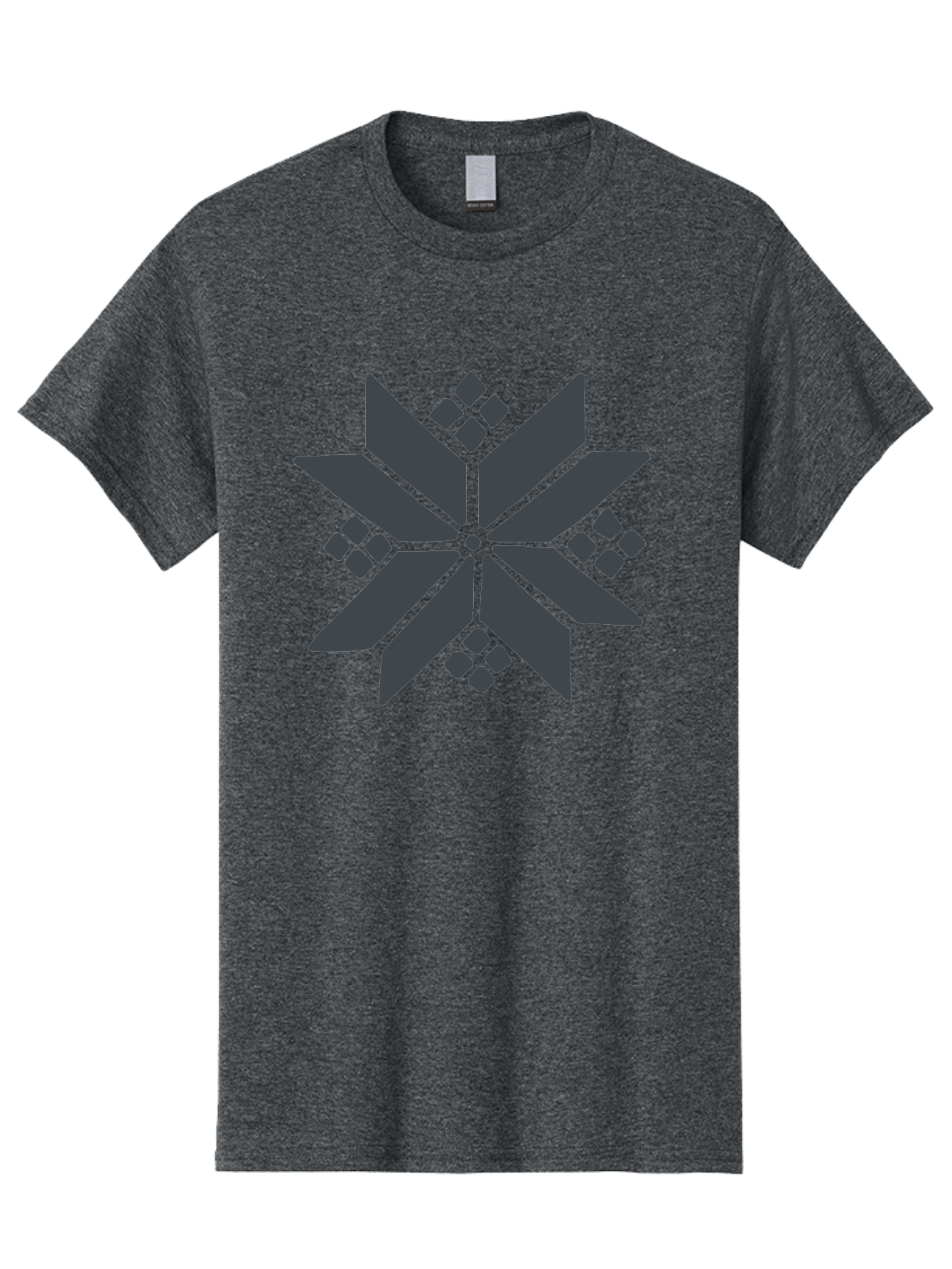 Geometric-Flower Men'S Graphic Tee, 100% Cotton, Comfortable Casual Summer Wear, Machine Washable, Grey Snowflake Design, Geometric Shapes, Symmetrical Pattern, Modern Art, Abstract Graphics, Minimalist Style, Frosty Motif Aab748 27