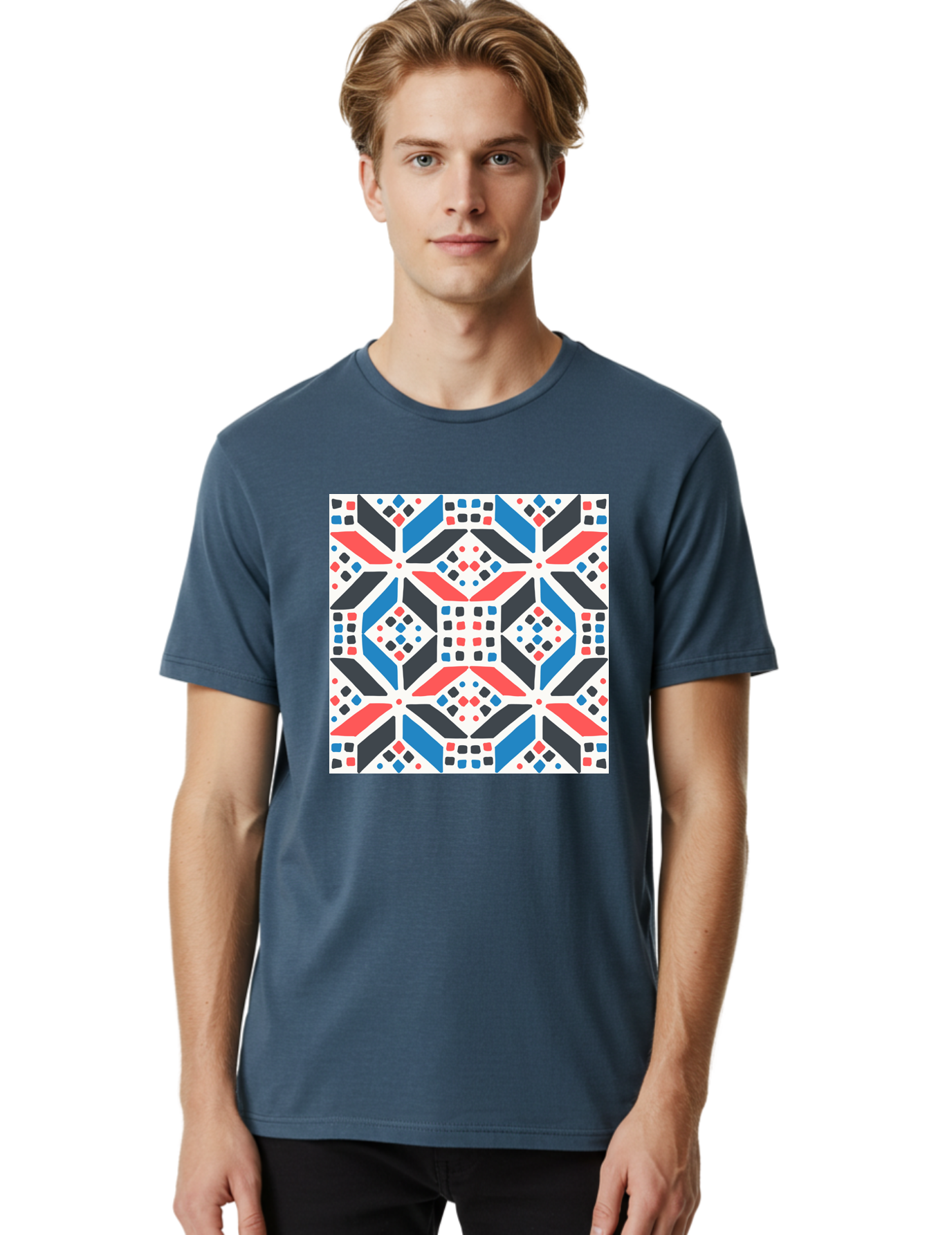 Geometric-Pattern-1 Men'S Graphic Tee, 100% Cotton, Comfortable Casual Summer Wear, Machine Washable, Geometric Pattern, Abstract Design, Colorful Shapes, Diamond Pattern, Bold Colors, Modern Art, Geometric Art, Symmetrical Design, Aab749 14