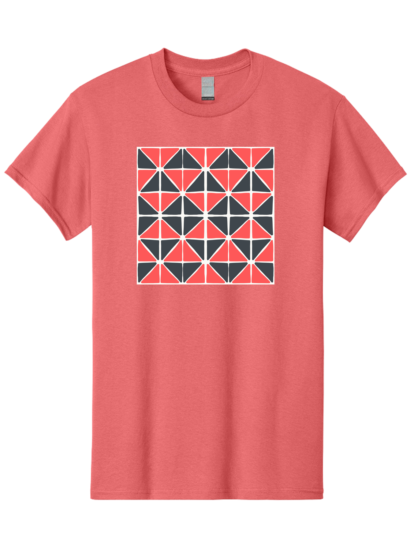 Geometric-Pattern Men'S Graphic Tee, 100% Cotton, Comfortable Casual Summer Wear, Machine Washable, Geometric Pattern, Red And Black Triangles, Abstract Design, Modern Art, Seamless Pattern, Graphic Design, Symmetrical Shapes, Aab752 21
