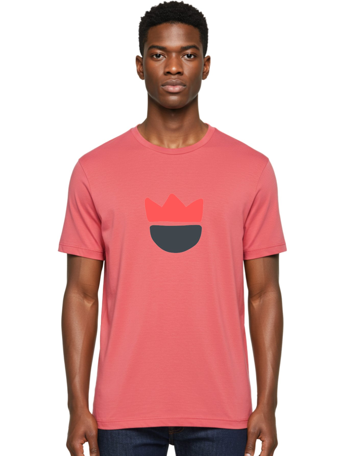 King-Face Men'S Graphic Tee, 100% Cotton, Comfortable Casual Summer Wear, Machine Washable, Crown, Bearded Man, Dark Blue Beard, Red Crown, Simple Illustration, Minimalist Art, Modern Design, King Icon, Facial Representation, Digital Graphics Aab759 14