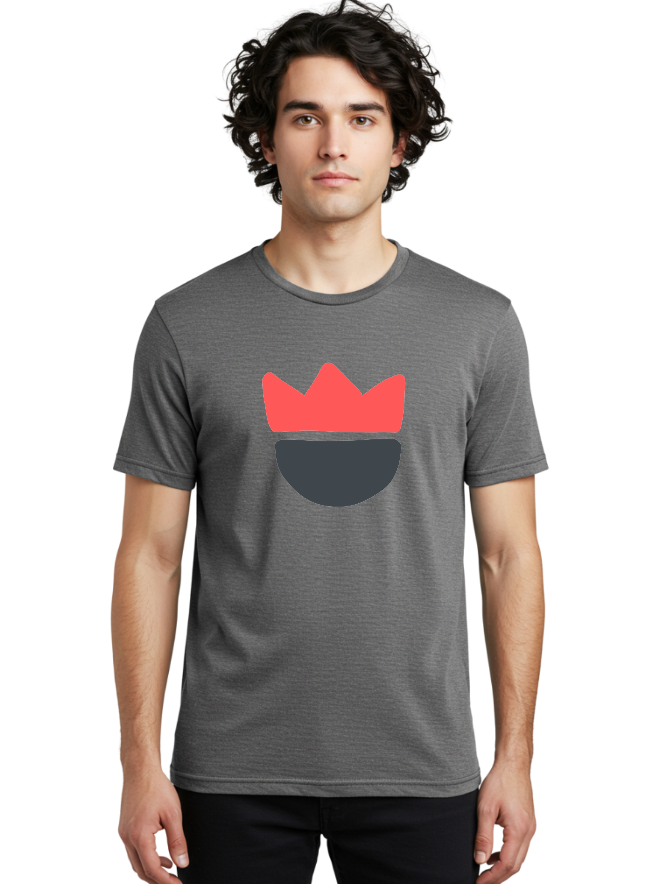 King-Face Men'S Graphic Tee, 100% Cotton, Comfortable Casual Summer Wear, Machine Washable, Crown, Bearded Man, Dark Blue Beard, Red Crown, Simple Illustration, Minimalist Art, Modern Design, King Icon, Facial Representation, Digital Graphics Aab759 20