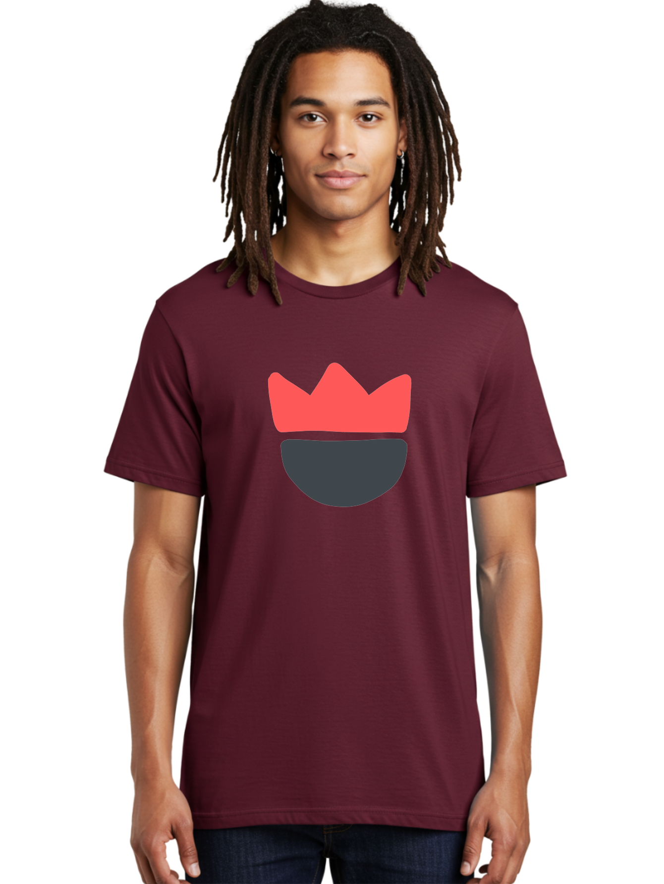 King-Face Men'S Graphic Tee, 100% Cotton, Comfortable Casual Summer Wear, Machine Washable, Crown, Bearded Man, Dark Blue Beard, Red Crown, Simple Illustration, Minimalist Art, Modern Design, King Icon, Facial Representation, Digital Graphics Aab759 10