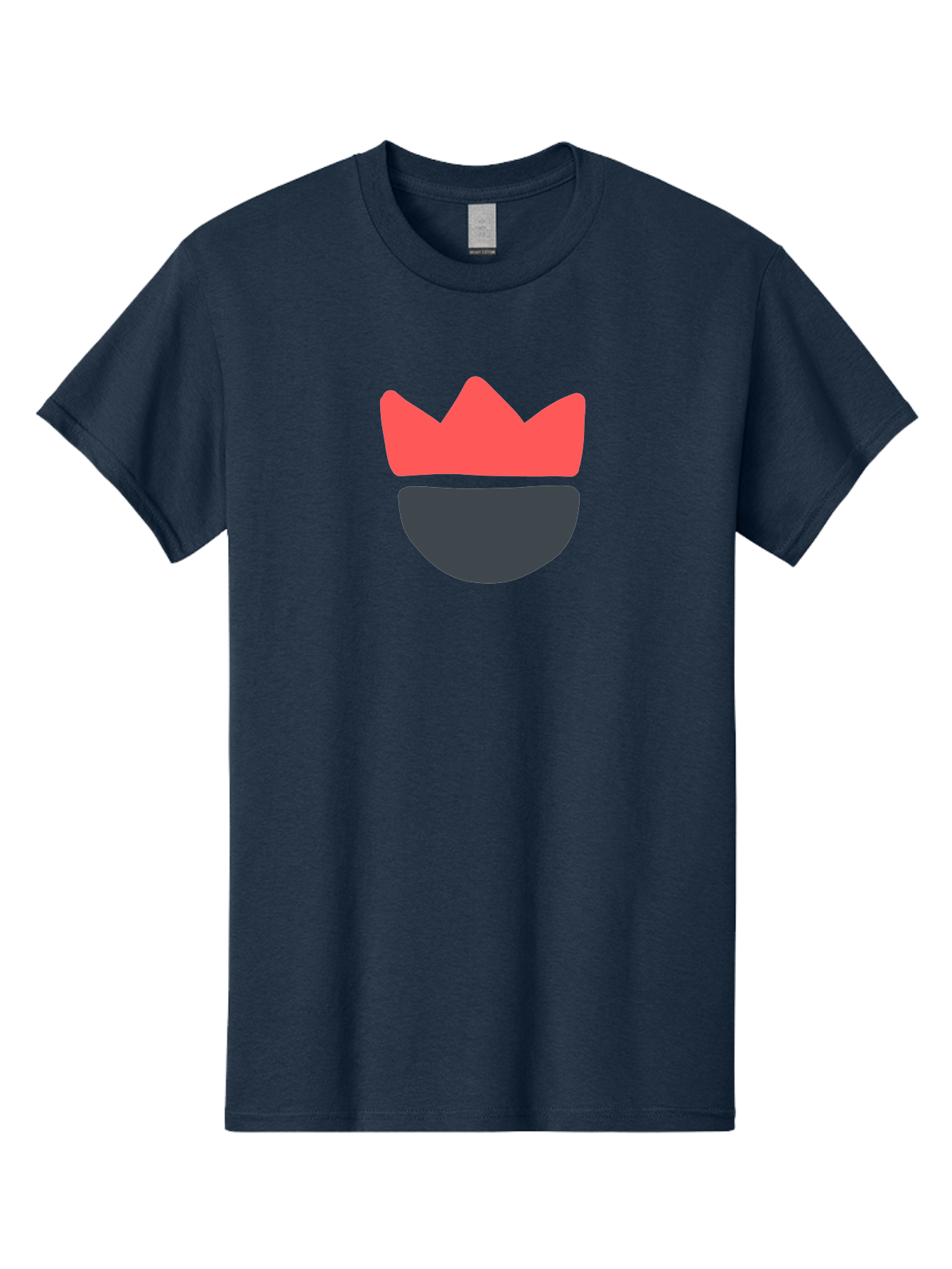 King-Face Men'S Graphic Tee, 100% Cotton, Comfortable Casual Summer Wear, Machine Washable, Crown, Bearded Man, Dark Blue Beard, Red Crown, Simple Illustration, Minimalist Art, Modern Design, King Icon, Facial Representation, Digital Graphics Aab759 23
