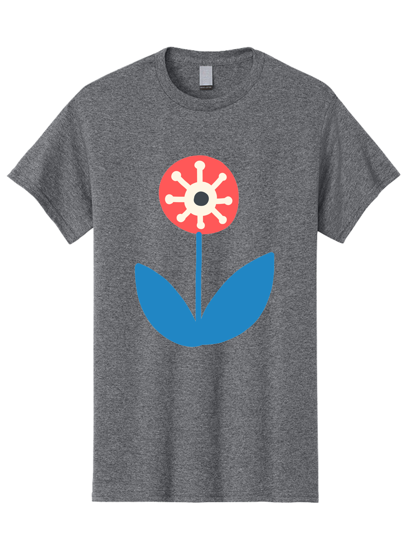 Piranha-Plant Men'S Graphic Tee, 100% Cotton, Comfortable Casual Summer Wear, Machine Washable, Cartoon Flower, Red Bloom, Blue Leaves, White And Black Center, Mushroom Inspired, Video Game Art, Super Mario, Simple Shapes, Bold Colors, Aab773 17
