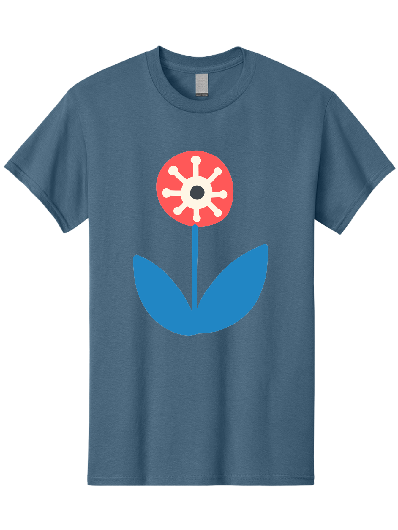 Piranha-Plant Men'S Graphic Tee, 100% Cotton, Comfortable Casual Summer Wear, Machine Washable, Cartoon Flower, Red Bloom, Blue Leaves, White And Black Center, Mushroom Inspired, Video Game Art, Super Mario, Simple Shapes, Bold Colors, Aab773 21