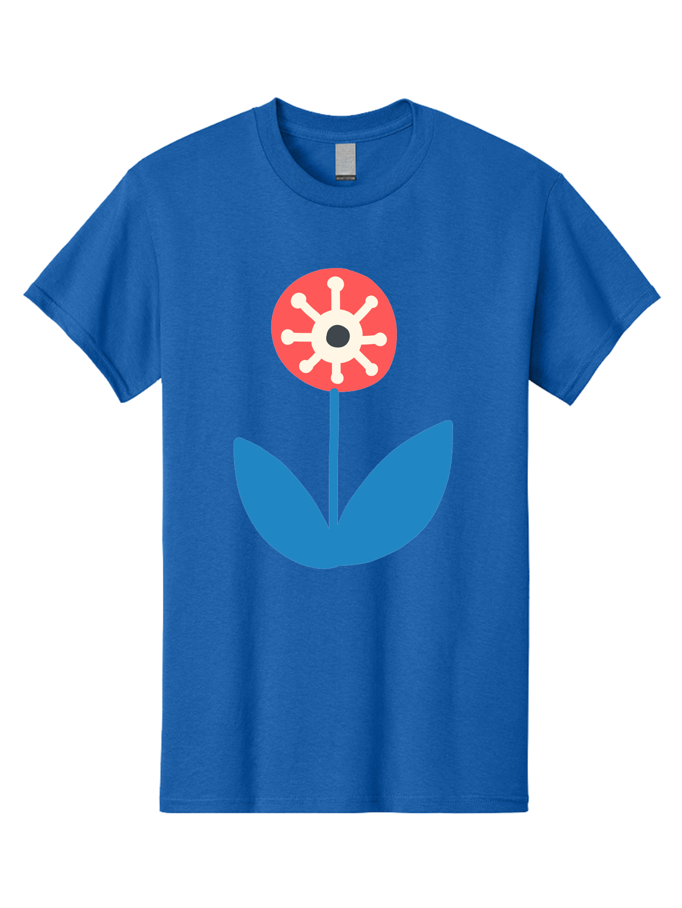 Piranha-Plant Men'S Graphic Tee, 100% Cotton, Comfortable Casual Summer Wear, Machine Washable, Cartoon Flower, Red Bloom, Blue Leaves, White And Black Center, Mushroom Inspired, Video Game Art, Super Mario, Simple Shapes, Bold Colors, Aab773 3