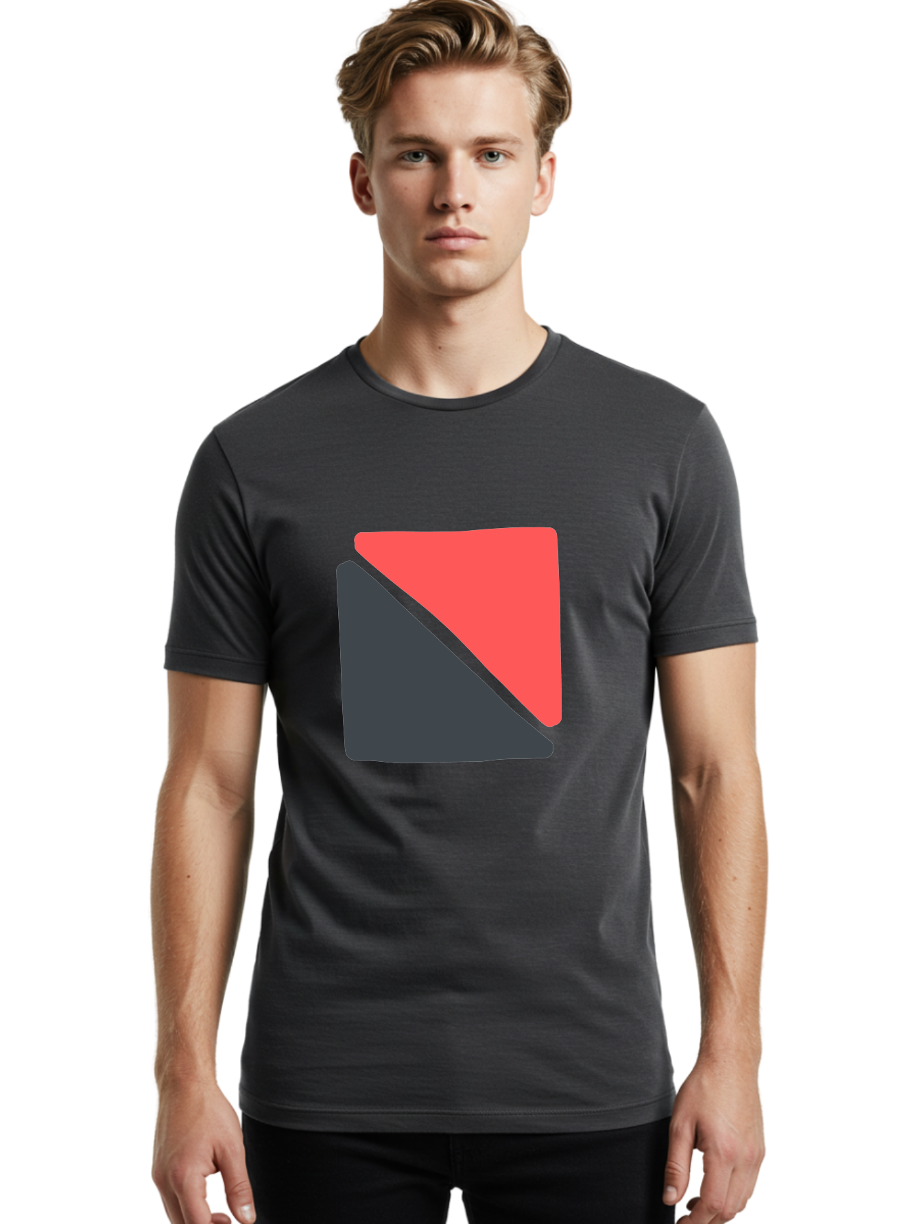 Red-And-Black-Shapes Men'S Graphic Tee, 100% Cotton, Comfortable Casual Summer Wear, Machine Washable, Geometric Shapes, Abstract Design, Red And Black, Modern Art, Minimalist Style, Contrasting Colors, Simple Composition, Digital Art, Aab776 4