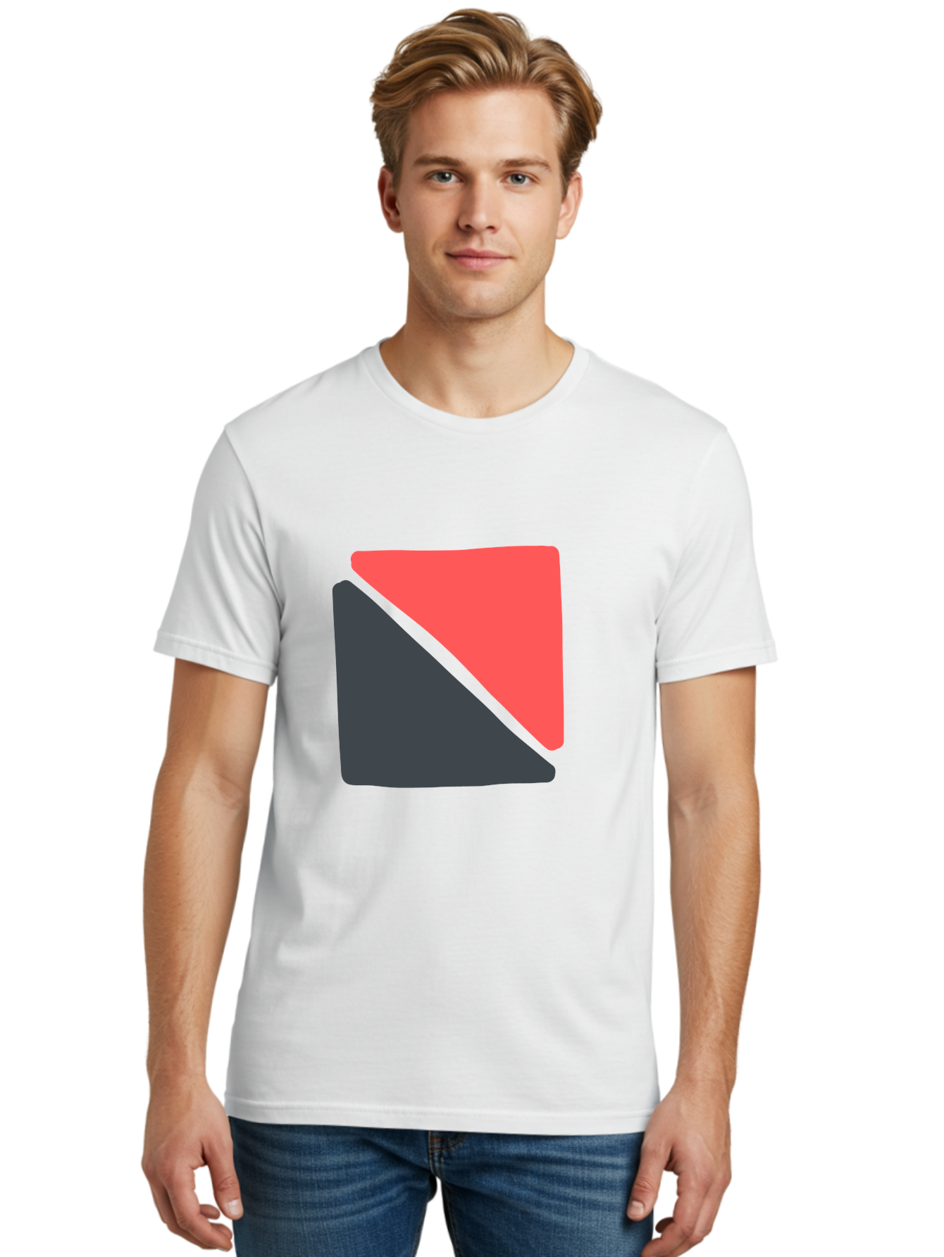 Red-And-Black-Shapes Men'S Graphic Tee, 100% Cotton, Comfortable Casual Summer Wear, Machine Washable, Geometric Shapes, Abstract Design, Red And Black, Modern Art, Minimalist Style, Contrasting Colors, Simple Composition, Digital Art, Aab776 14
