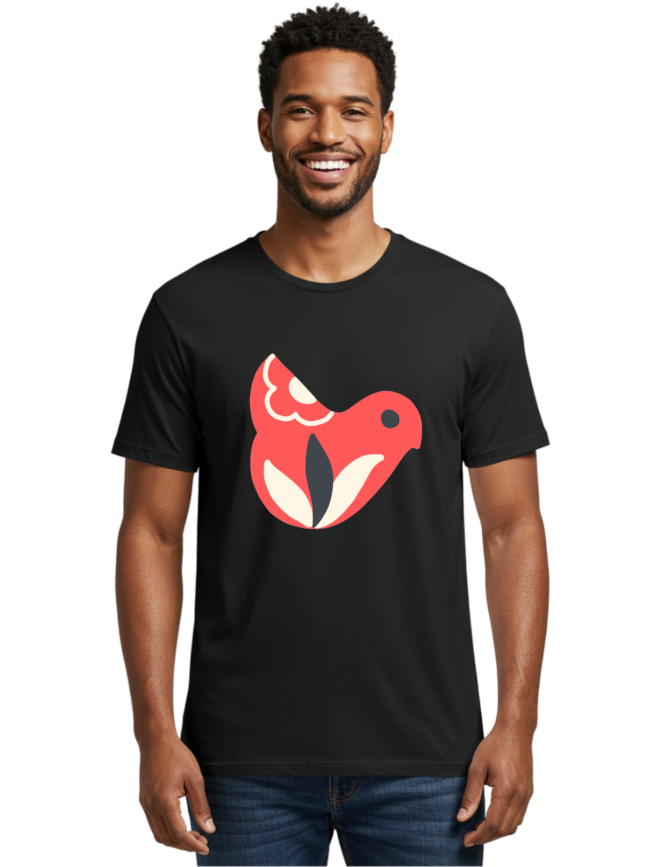 Red-Bird-1 Men'S Graphic Tee, 100% Cotton, Comfortable Casual Summer Wear, Machine Washable, Stylized Bird, Vibrant Red, Minimalist Design, Abstract Bird, Simple Logo, Cartoon Bird, Bird Icon, Modern Bird Graphic, Simple Bird Illustration, Aab778 10