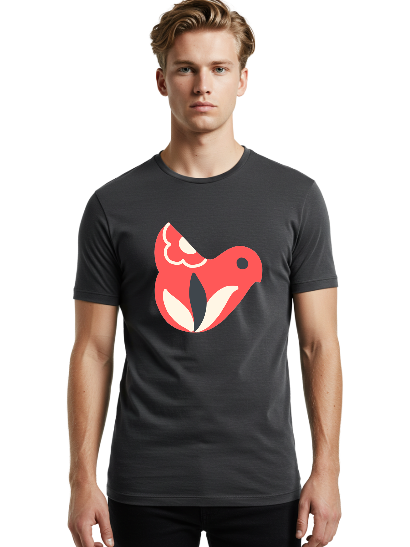 Red-Bird-1 Men'S Graphic Tee, 100% Cotton, Comfortable Casual Summer Wear, Machine Washable, Stylized Bird, Vibrant Red, Minimalist Design, Abstract Bird, Simple Logo, Cartoon Bird, Bird Icon, Modern Bird Graphic, Simple Bird Illustration, Aab778 16
