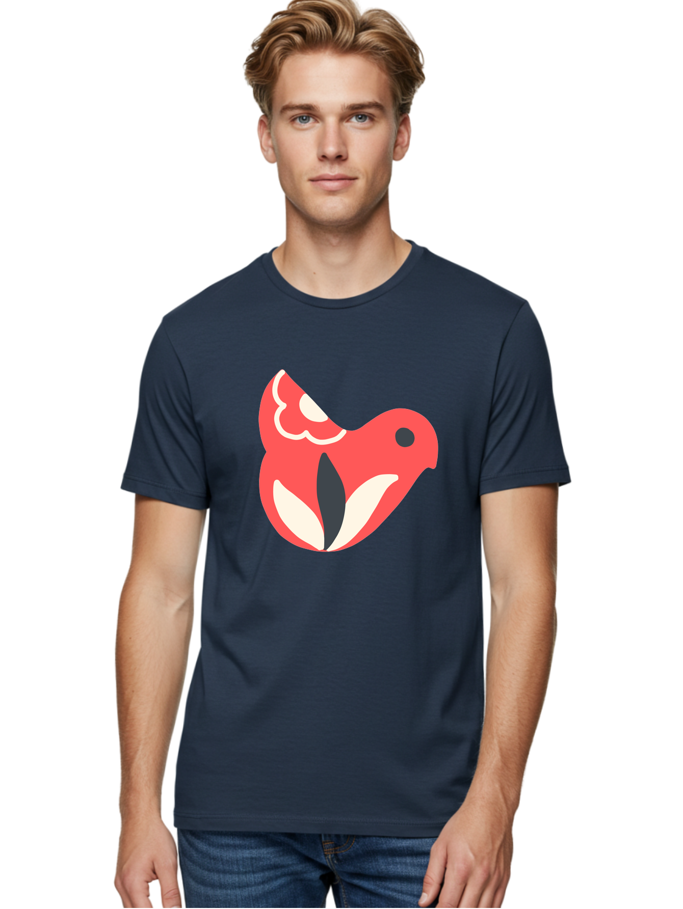 Red-Bird-1 Men'S Graphic Tee, 100% Cotton, Comfortable Casual Summer Wear, Machine Washable, Stylized Bird, Vibrant Red, Minimalist Design, Abstract Bird, Simple Logo, Cartoon Bird, Bird Icon, Modern Bird Graphic, Simple Bird Illustration, Aab778 6