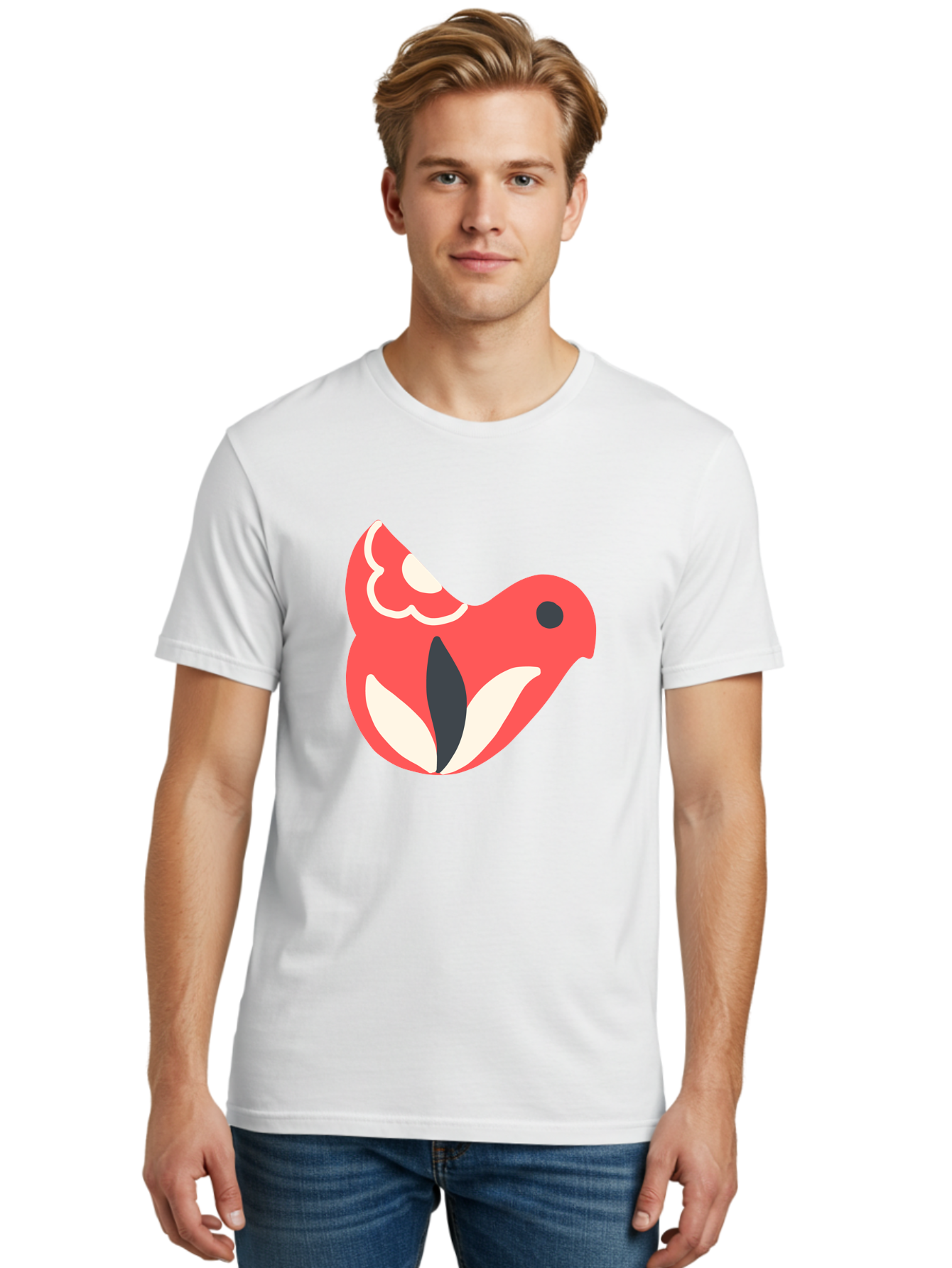 Red-Bird-1 Men'S Graphic Tee, 100% Cotton, Comfortable Casual Summer Wear, Machine Washable, Stylized Bird, Vibrant Red, Minimalist Design, Abstract Bird, Simple Logo, Cartoon Bird, Bird Icon, Modern Bird Graphic, Simple Bird Illustration, Aab778 8