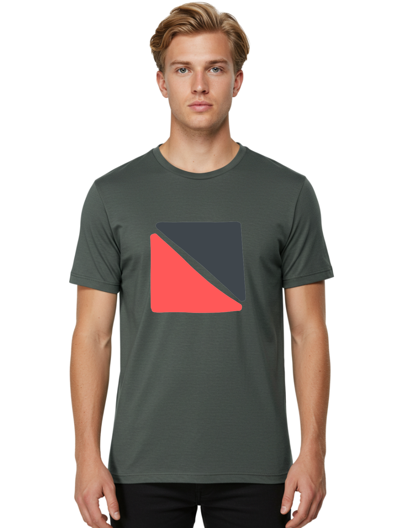 Red-Black-Square Men'S Graphic Tee, 100% Cotton, Comfortable Casual Summer Wear, Machine Washable, Abstract Geometric Shape, Red And Black Trapezoid, Modern Design Elements, Graphic Design Inspiration, Bold Color Combination, Minimalist Art Aab780 16
