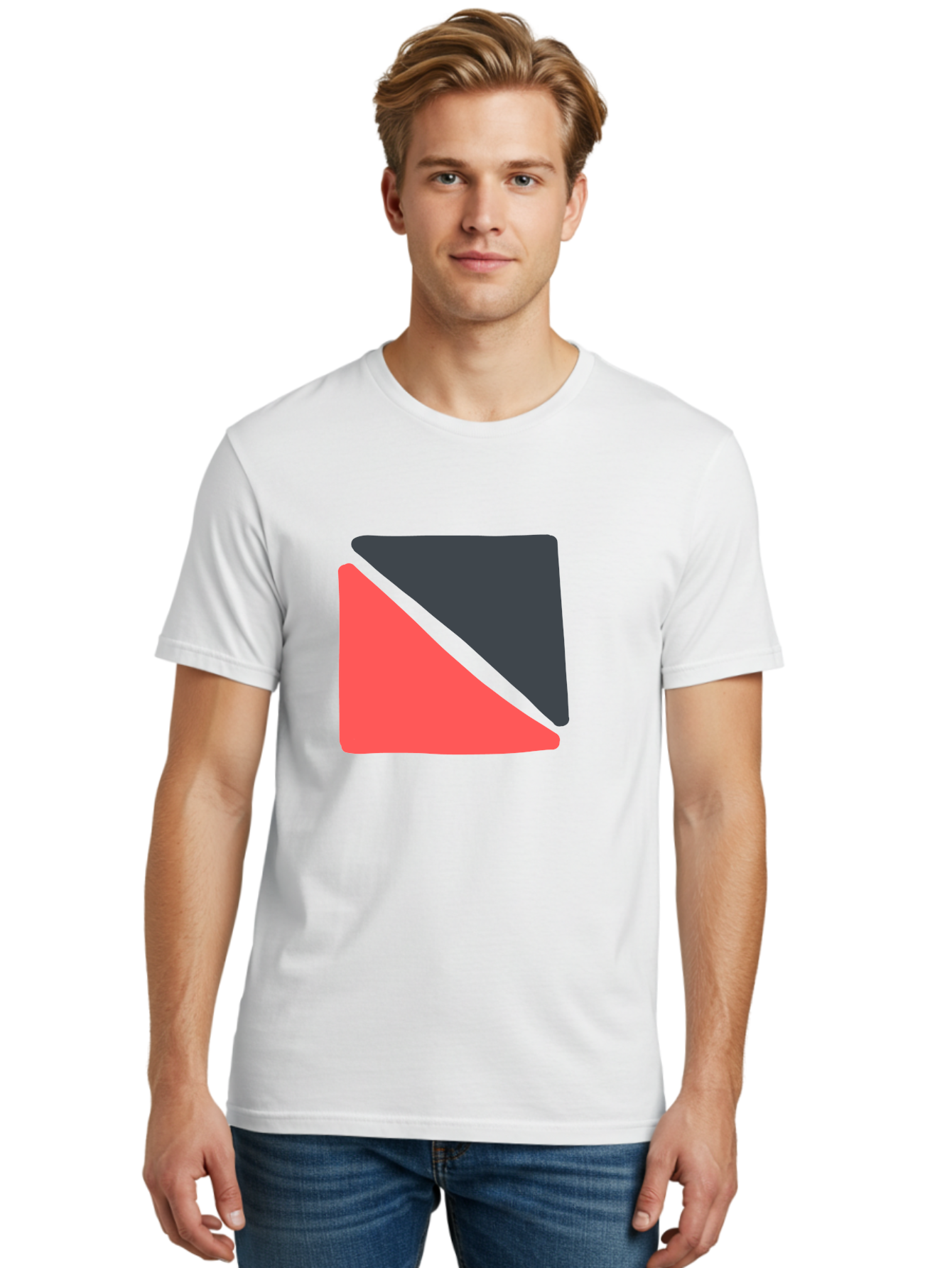 Red-Black-Square Men'S Graphic Tee, 100% Cotton, Comfortable Casual Summer Wear, Machine Washable, Abstract Geometric Shape, Red And Black Trapezoid, Modern Design Elements, Graphic Design Inspiration, Bold Color Combination, Minimalist Art Aab780 12