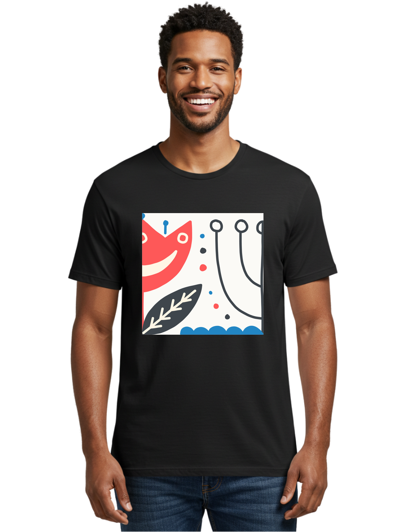 Red-Fox Men'S Graphic Tee, 100% Cotton, Comfortable Casual Summer Wear, Machine Washable, Red Fox Character, Abstract Art, Whimsical Design, Minimalist Style, Playful Illustration, Cute Cartoon, Modern Graphic, Digital Artwork, Funny Animal, Aab786 6