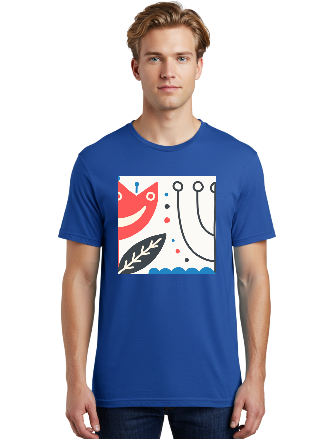 Red-Fox Men'S Graphic Tee, 100% Cotton, Comfortable Casual Summer Wear, Machine Washable, Red Fox Character, Abstract Art, Whimsical Design, Minimalist Style, Playful Illustration, Cute Cartoon, Modern Graphic, Digital Artwork, Funny Animal, Aab786 22