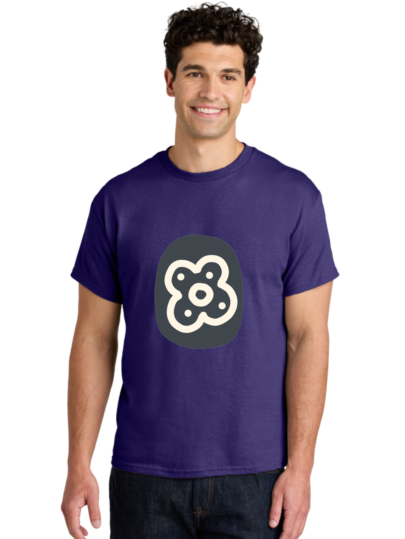 Rounded-Square-Logo Men'S Graphic Tee, 100% Cotton, Comfortable Casual Summer Wear, Machine Washable, Paw Print, Dog Paw, Pet Care, Animal Tracking, Pet Grooming, Pet Accessories, Pet Love Aab791 28