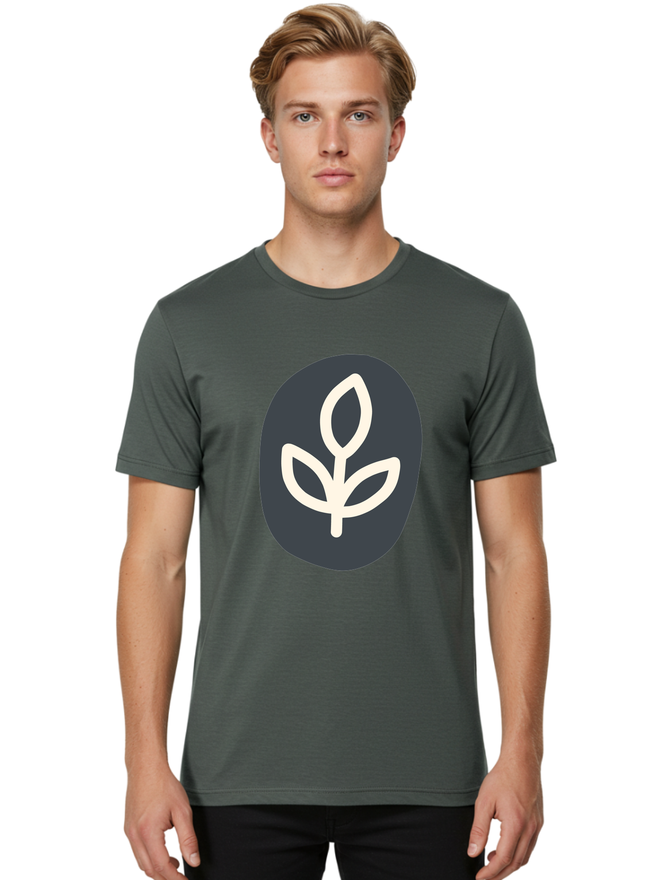 Sprouting-Seedling Men'S Graphic Tee, 100% Cotton, Comfortable Casual Summer Wear, Machine Washable, Simple Icon, Plant Symbol, Eco-Friendly Design, Minimalistic Style, Seedling Graphic, Nature-Inspired, White Plant On Dark Gray, Aab792 16