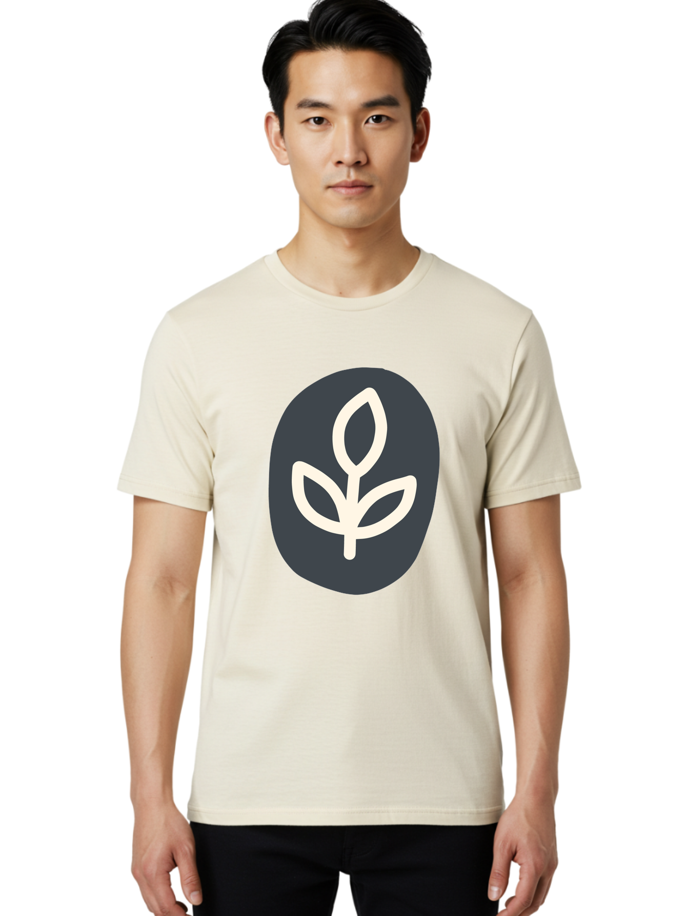 Sprouting-Seedling Men'S Graphic Tee, 100% Cotton, Comfortable Casual Summer Wear, Machine Washable, Simple Icon, Plant Symbol, Eco-Friendly Design, Minimalistic Style, Seedling Graphic, Nature-Inspired, White Plant On Dark Gray, Aab792 26