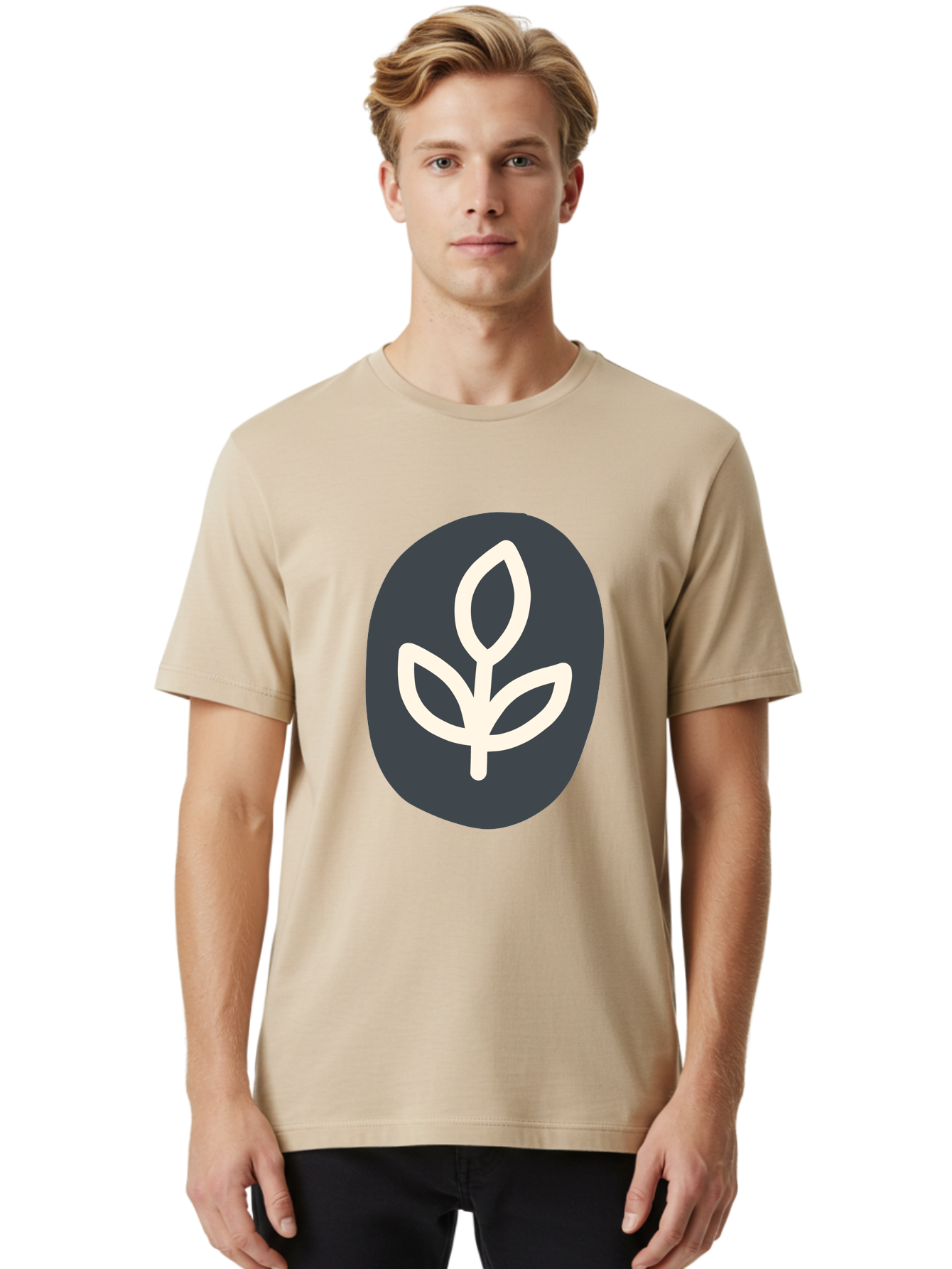Sprouting-Seedling Men'S Graphic Tee, 100% Cotton, Comfortable Casual Summer Wear, Machine Washable, Simple Icon, Plant Symbol, Eco-Friendly Design, Minimalistic Style, Seedling Graphic, Nature-Inspired, White Plant On Dark Gray, Aab792 4