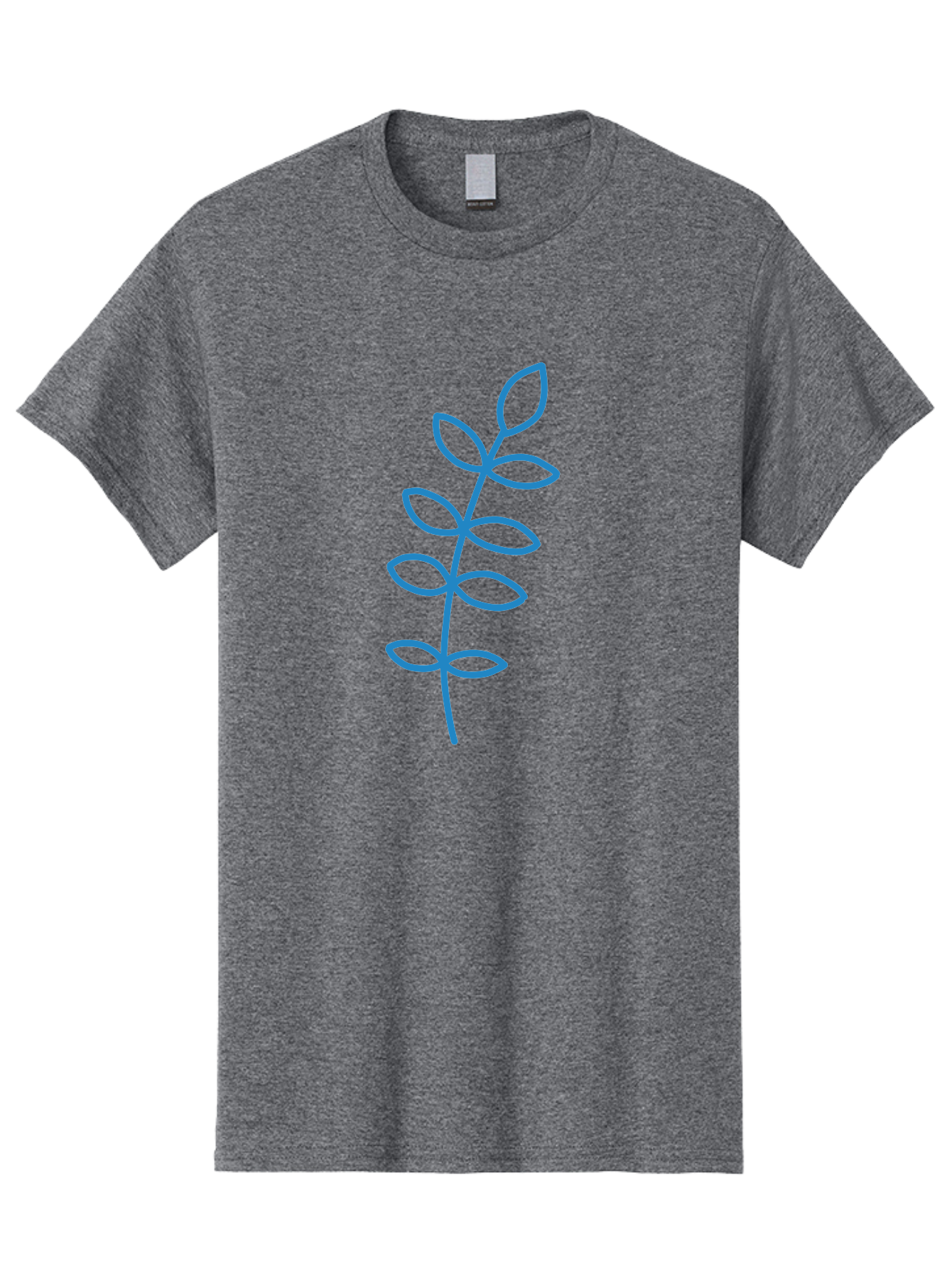 Stem-With-Leaves Men'S Graphic Tee, 100% Cotton, Comfortable Casual Summer Wear, Machine Washable, Simple Drawing, Blue Stem, Leaves, Minimalist Design, Stylized Plant, Childlike Illustration, Simple Shapes, Botanical Elements, Aab793 3