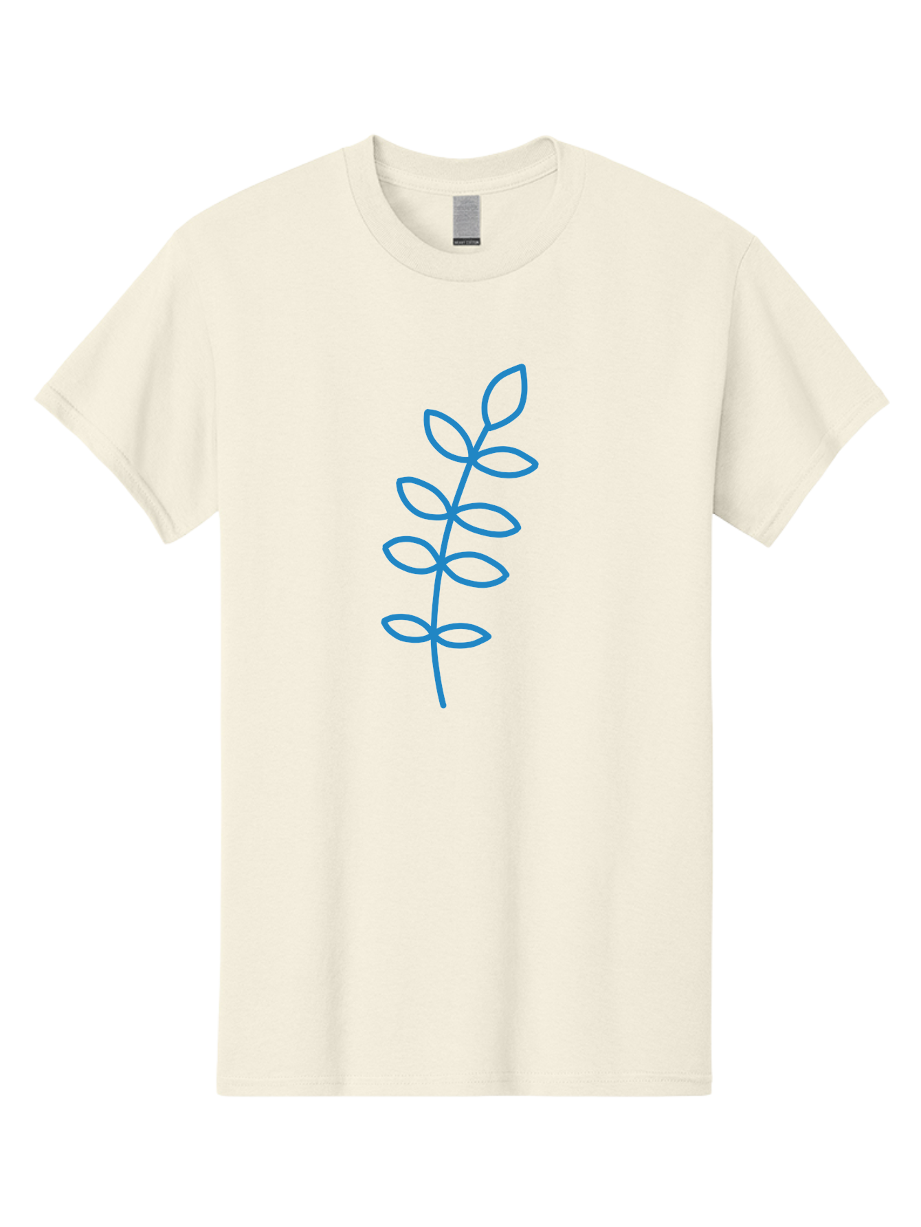 Stem-With-Leaves Men'S Graphic Tee, 100% Cotton, Comfortable Casual Summer Wear, Machine Washable, Simple Drawing, Blue Stem, Leaves, Minimalist Design, Stylized Plant, Childlike Illustration, Simple Shapes, Botanical Elements, Aab793 23