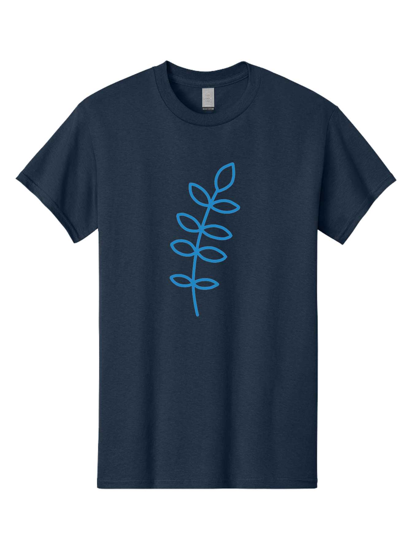 Stem-With-Leaves Men'S Graphic Tee, 100% Cotton, Comfortable Casual Summer Wear, Machine Washable, Simple Drawing, Blue Stem, Leaves, Minimalist Design, Stylized Plant, Childlike Illustration, Simple Shapes, Botanical Elements, Aab793 29
